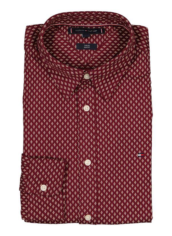 Tommy Hilfiger, Hemd, Slim Fit, Bio Baumwolle, rot gemustert