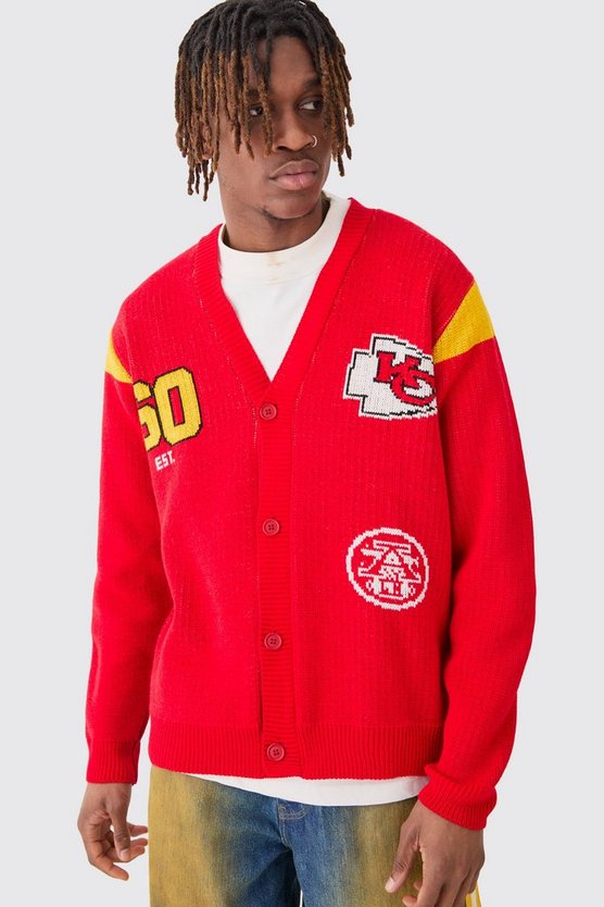 Oversize Cardigan mit lizenziertem Nfl Chiefs Print