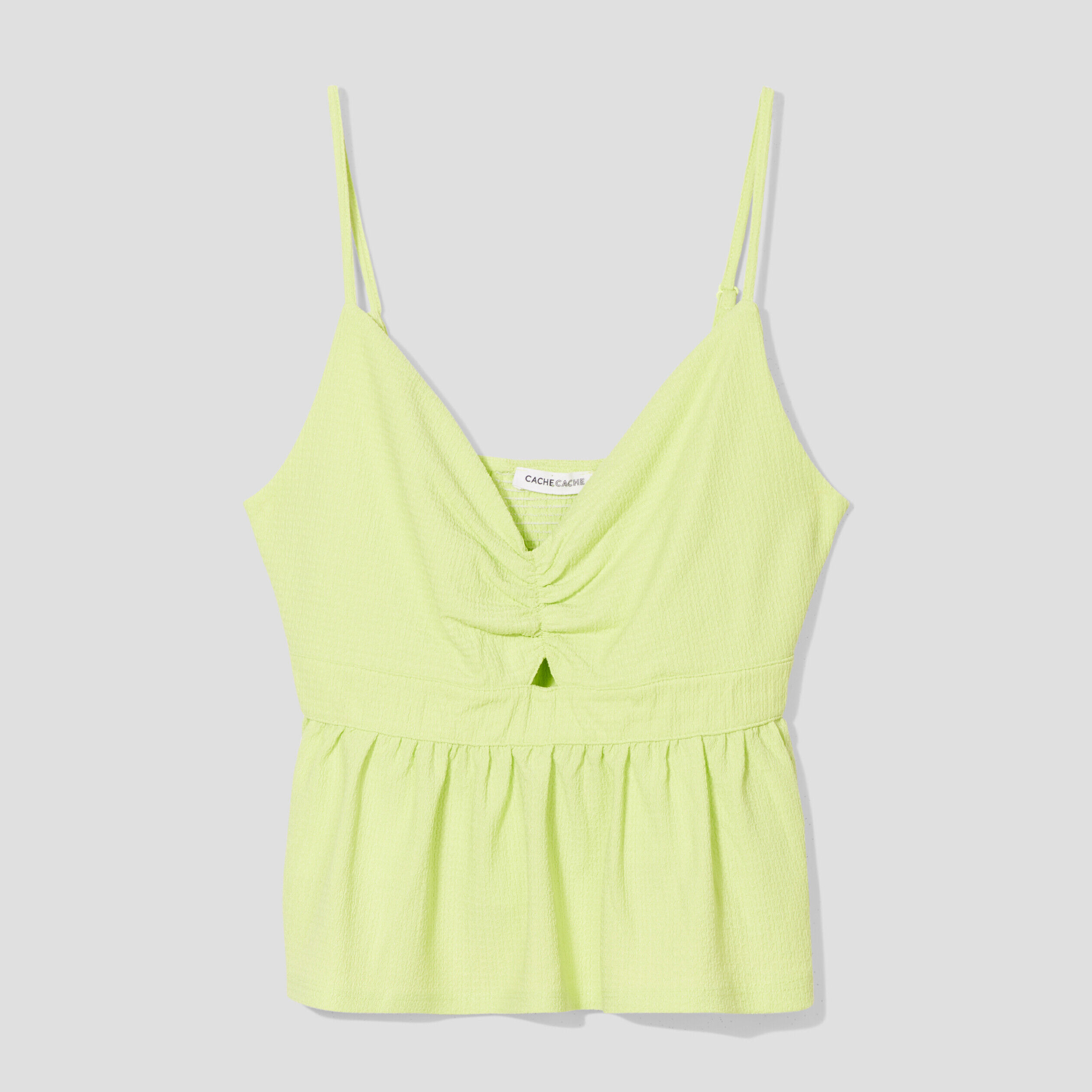 Débardeur avec fronces vert fluo femme | Cache Cache