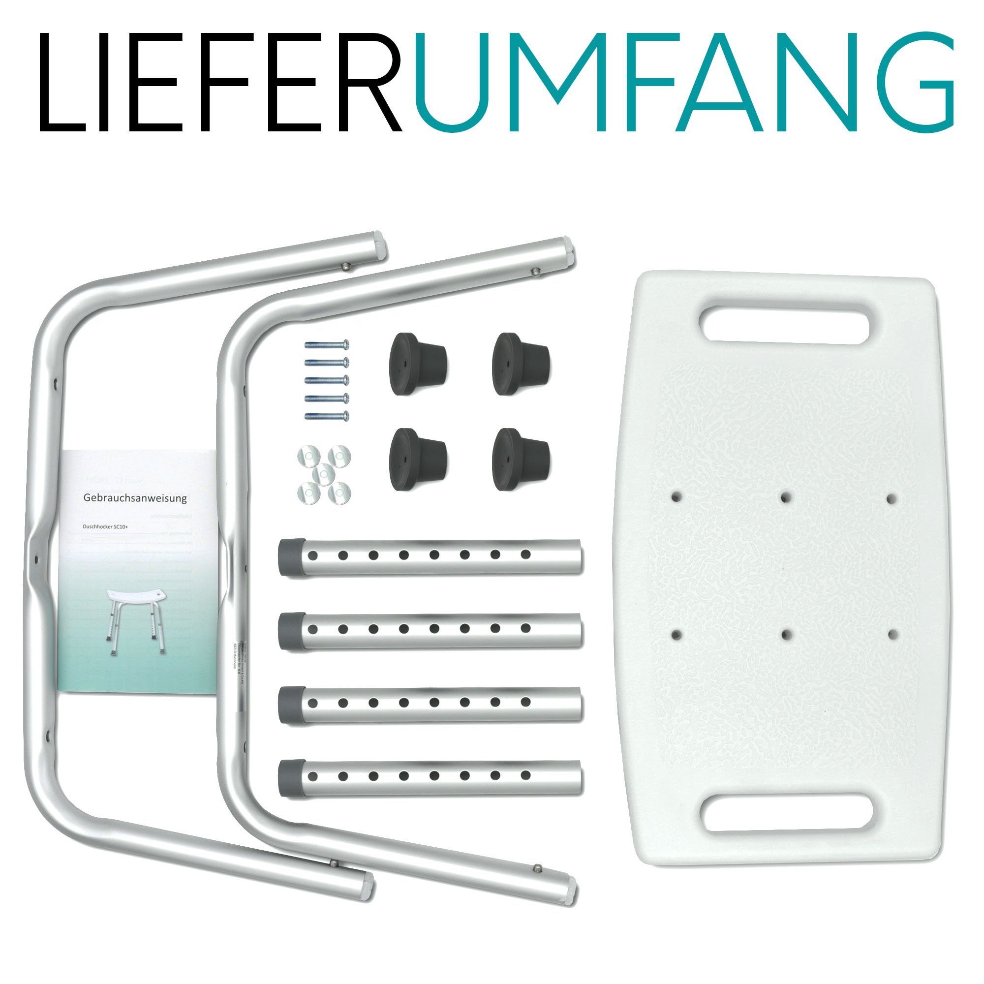 MOBILITY Plus+ Duschhocker, belastbar bis 136 kg, - höhenverstellbar - Duschsitz für Badezimmer - rutschfest & stabil