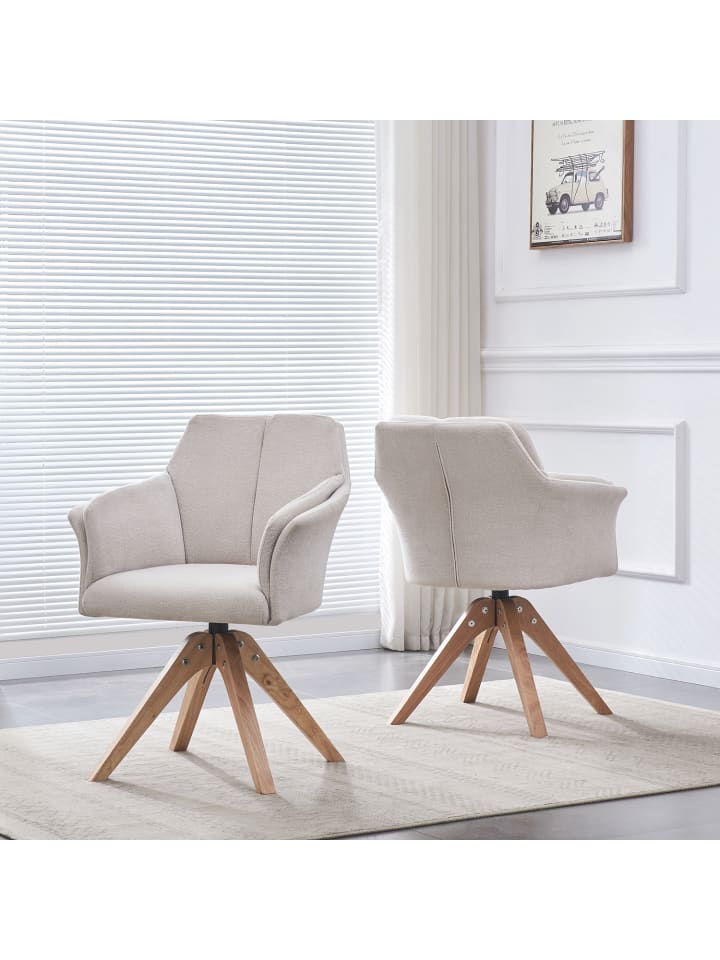 B&D Home Drehstuhl DAISY in Cremeweiß - (B)62 x (H)86 x (T)63 cm günstig kaufen onesize