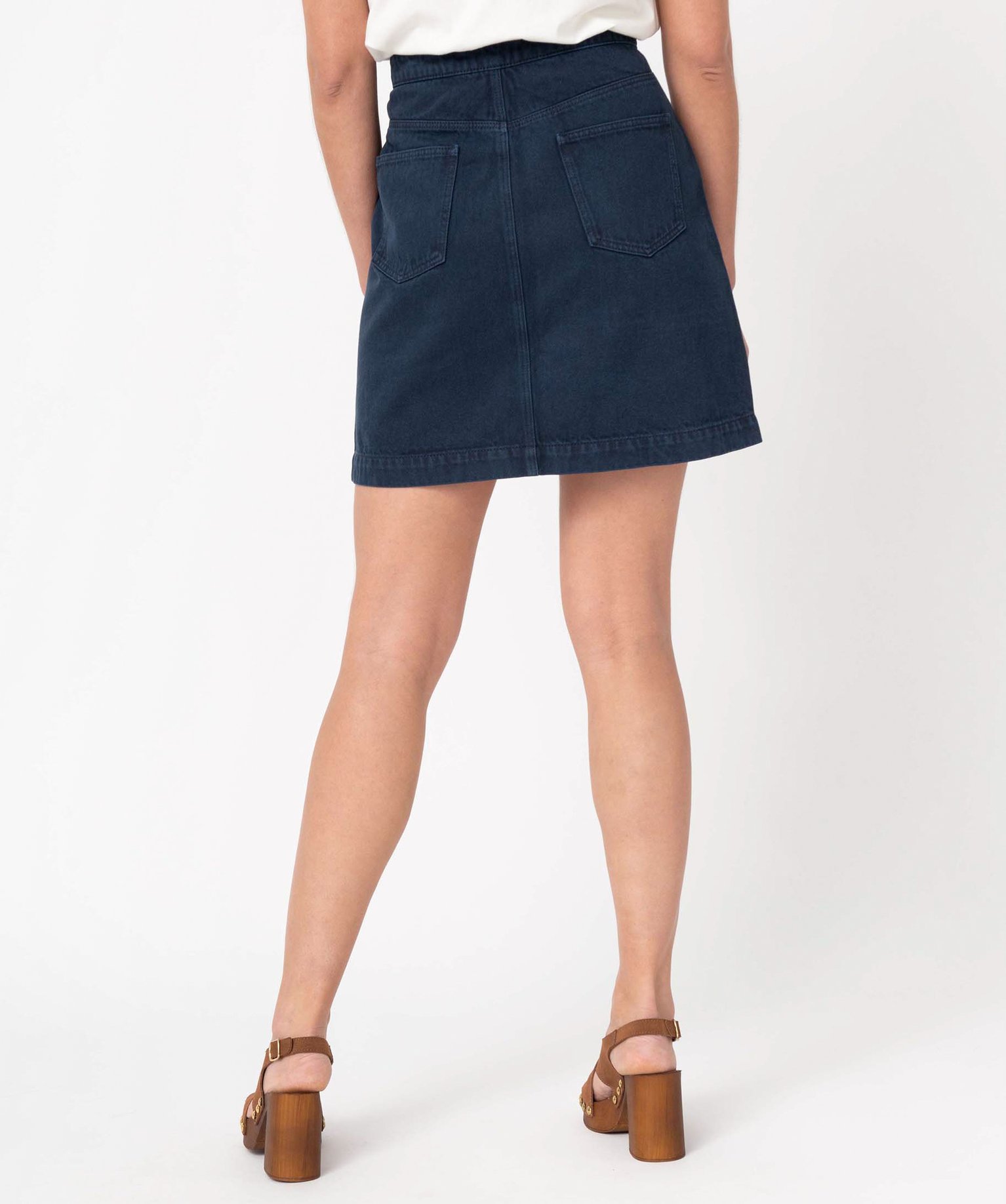 Jupe femme en toile de coton avec poches plaquées  marine | GEMO