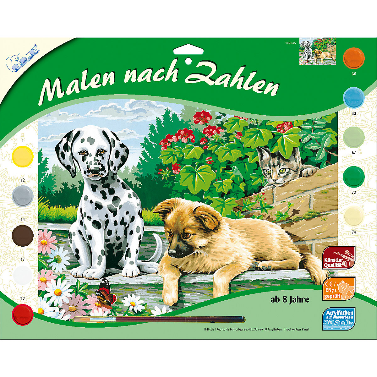Malen nach Zahlen - Tierkinder im Garten