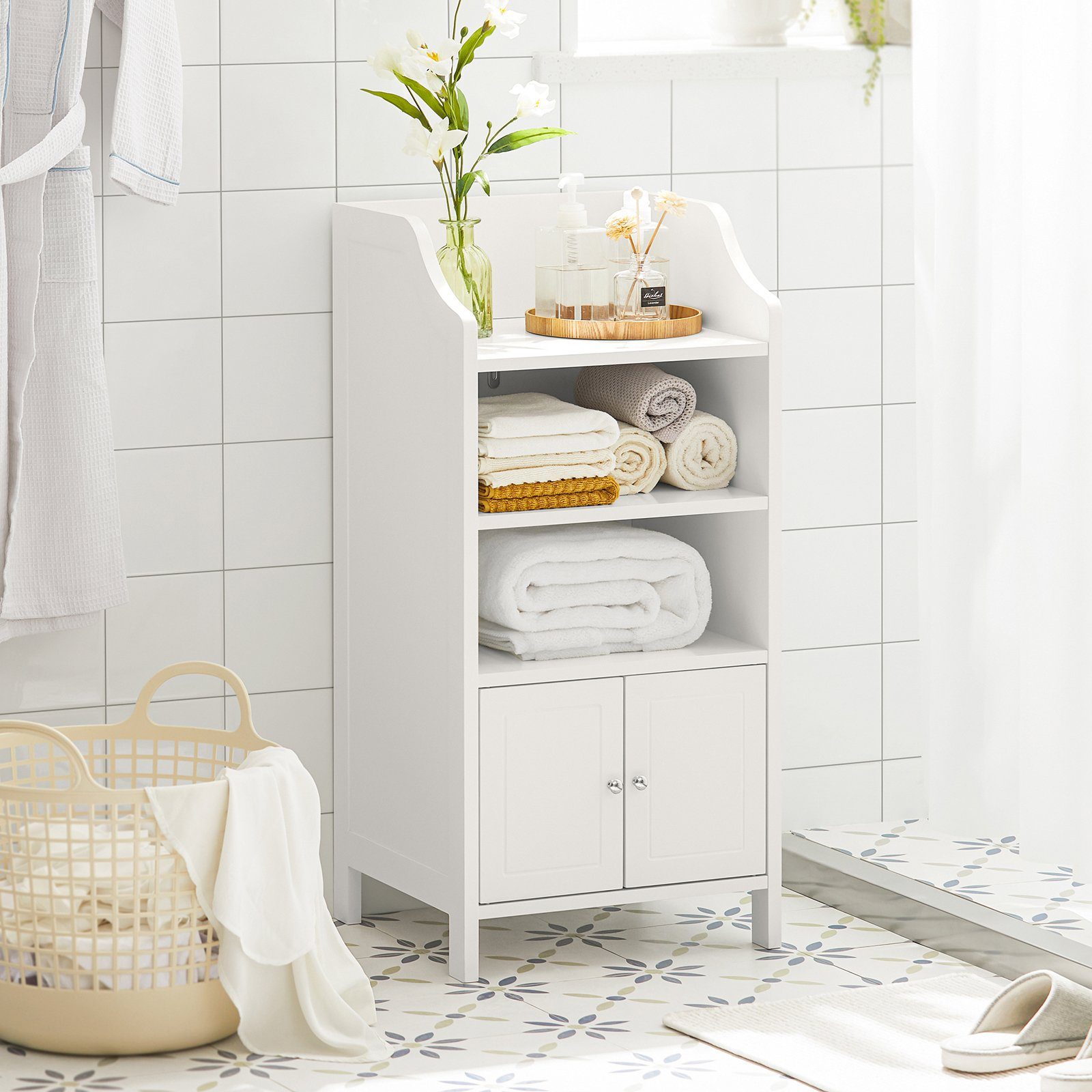 SoBuy Badkommode BZR56, Badschrank Badezimmerschrank Aufbewahrungsschrank