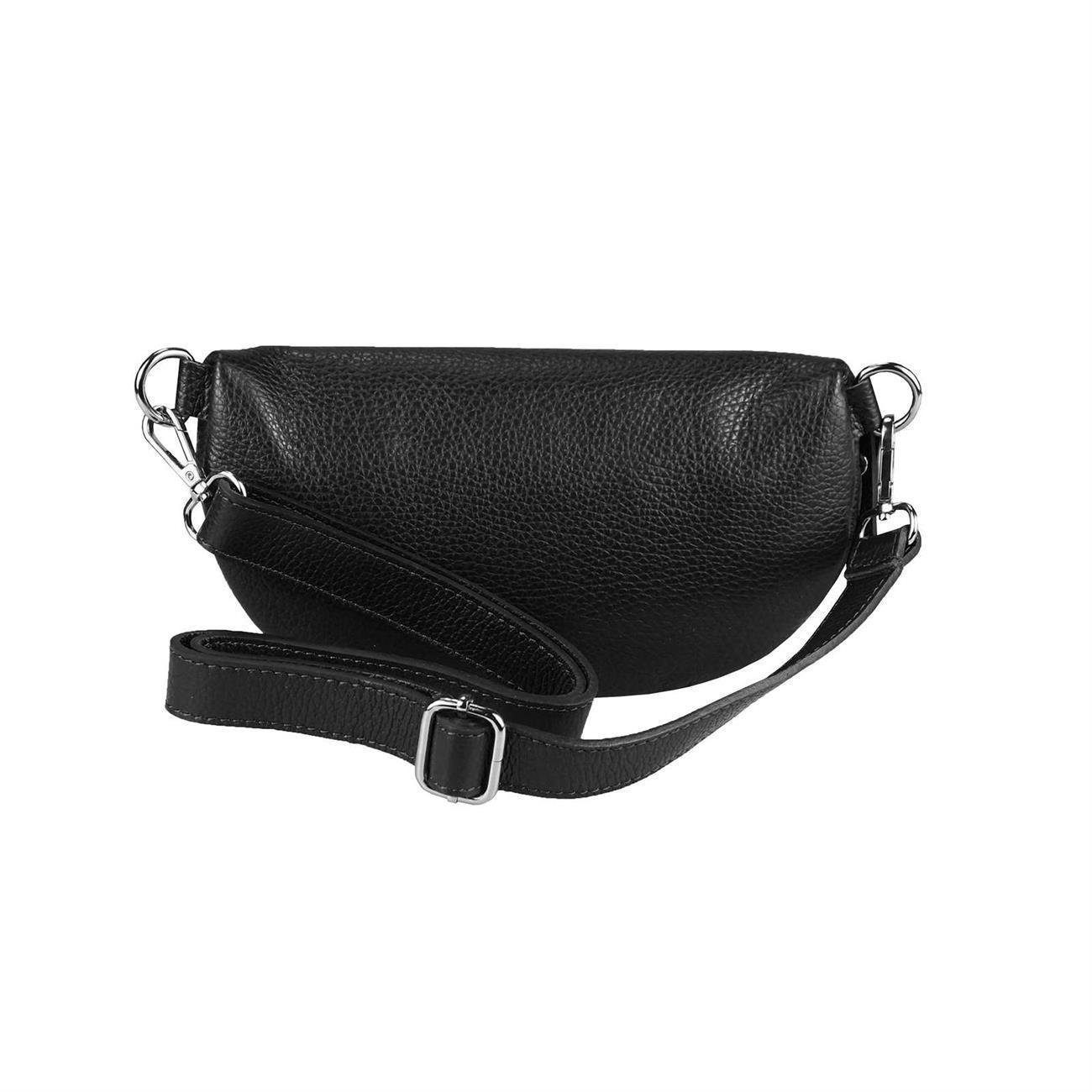 ITALYSHOP24 Bauchtasche Made in Italy Damen Leder Gürteltasche Hüfttasche Brusttasche Bodybag (Spar-Set aus einer Tasche mit dem Ledergurt und einem breitem Stoffgurt/Umhängeband), 1 Tasche & 2 Gurte, Schultertasche, Umhängetasche mit 2 Schulterrieme