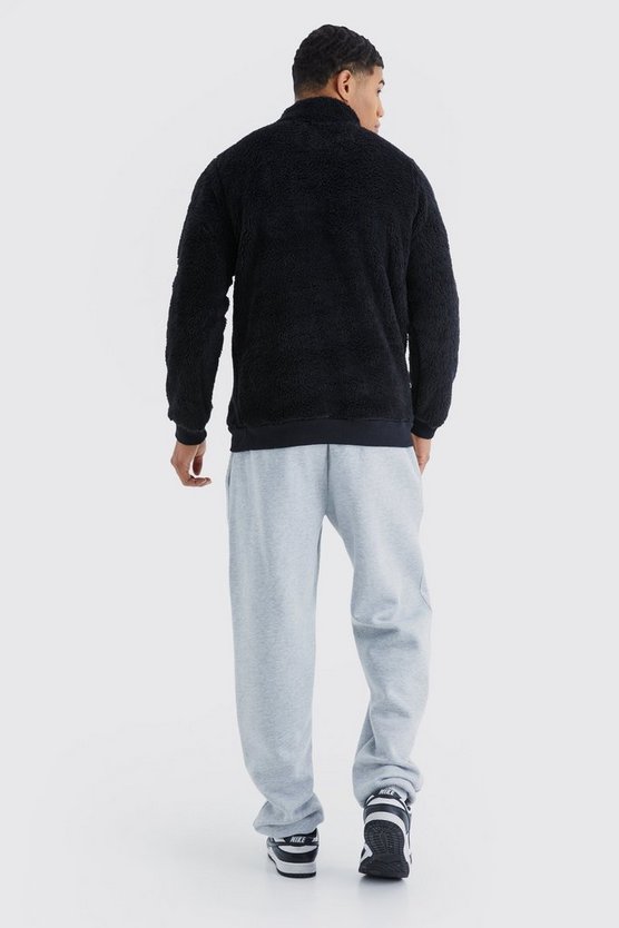 Borg-Sweatshirt mit Gummi-Etikett und Trichterkragen