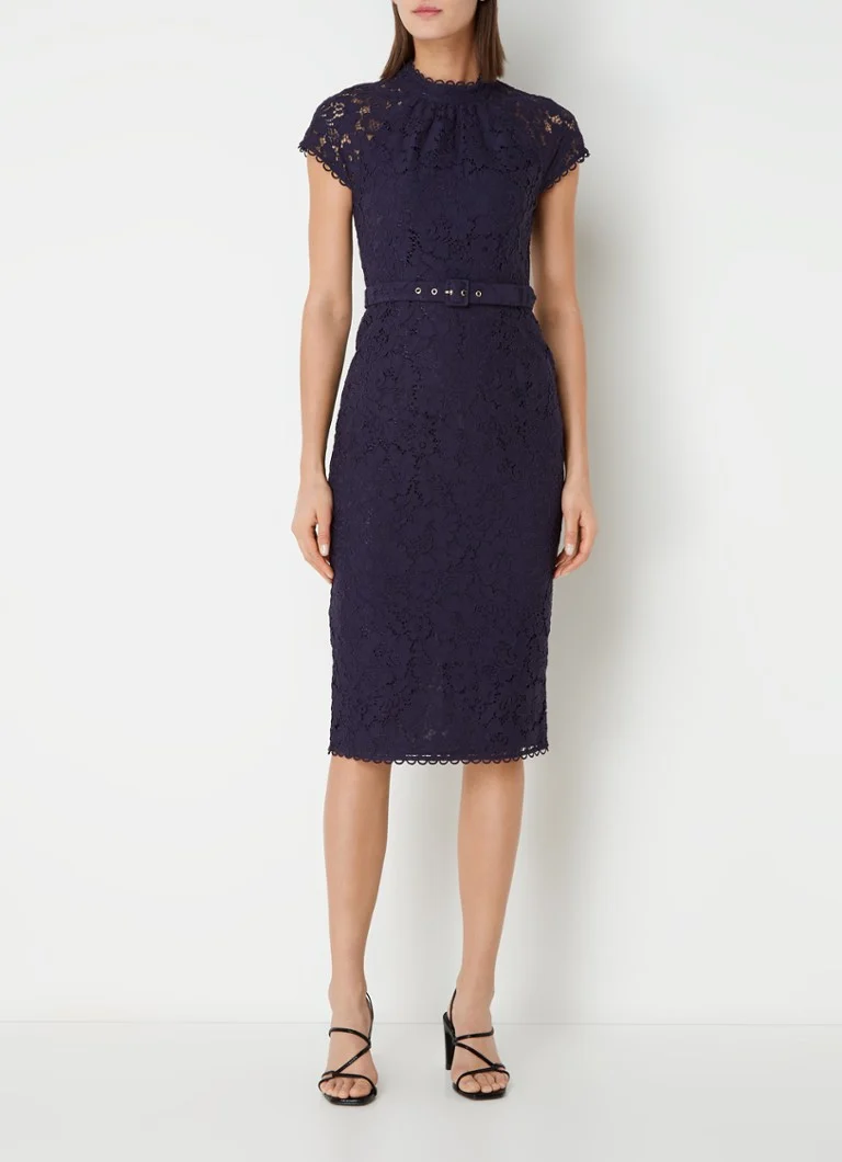 Rochie Phase Eight Aurora din dantelă, bleumarin, mărimea 08