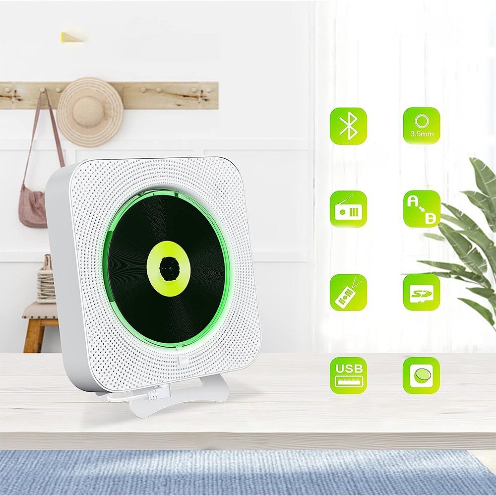 Bedee Tragbarer Desktop-CD-Player mit Bluetooth Multifunktional tragbarer CD-Player (3,5mm AUX Buchse mit Fernbedienung Audio FM Radio USB MP3 Musik Player)