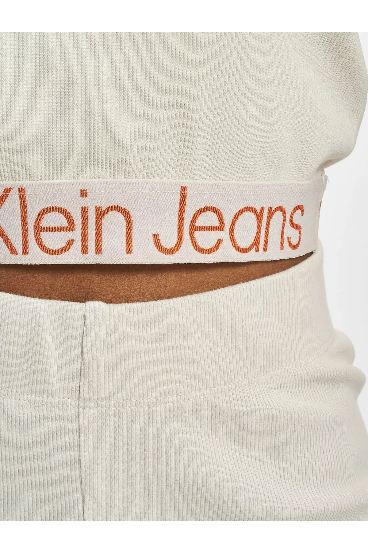Calvin Klein  Damen Calvin Klein Jeans Logo Tape Rib T-Shirt mit kurzen Ärmeln