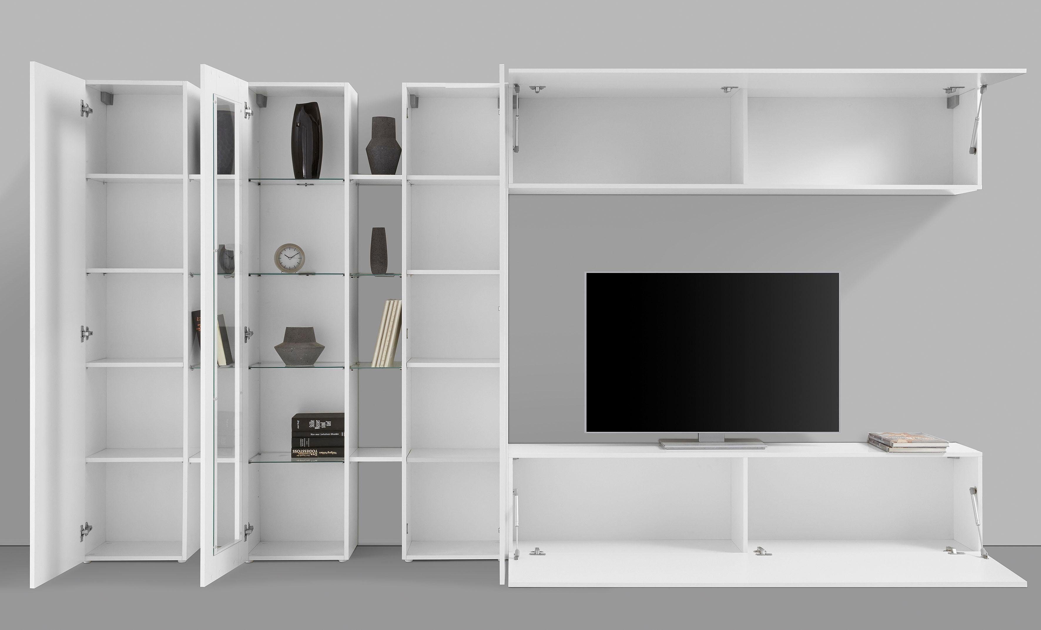 Tecnos Wohnwand Maruska, (Set, 5-St), Front/ Korpus weiß Hochglanz