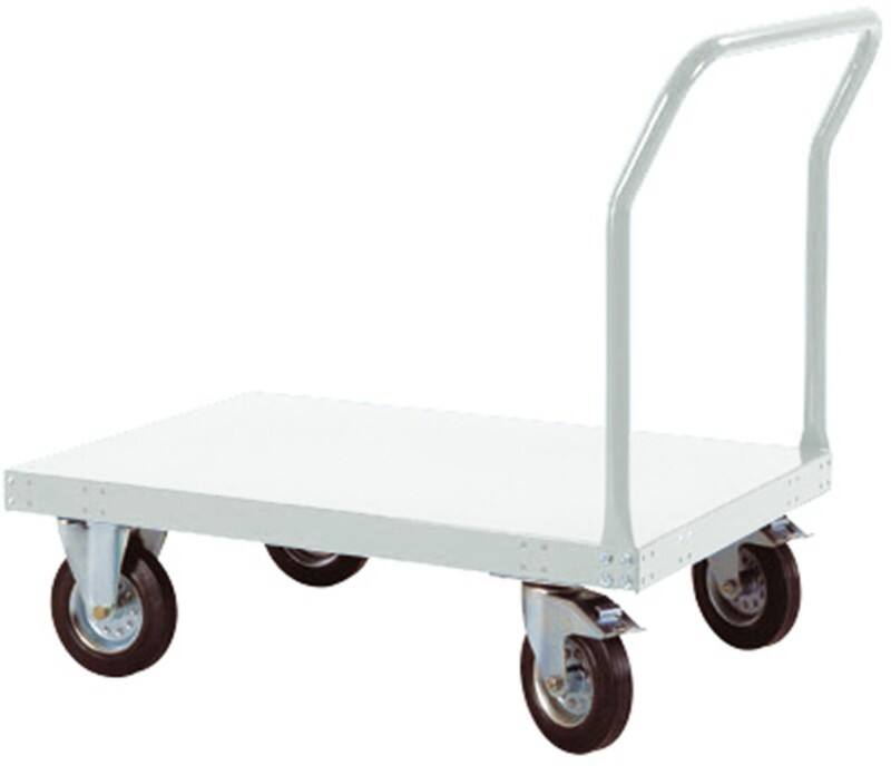 Manuflex Plattformwagen TRANSOMOBIL für 400 Kg mit Schiebestange Lichtgrau 640 x 1.013 mm