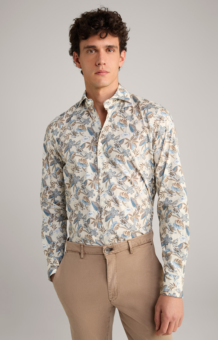 Hemd Pai in Hellbeige/Blau gemustert
