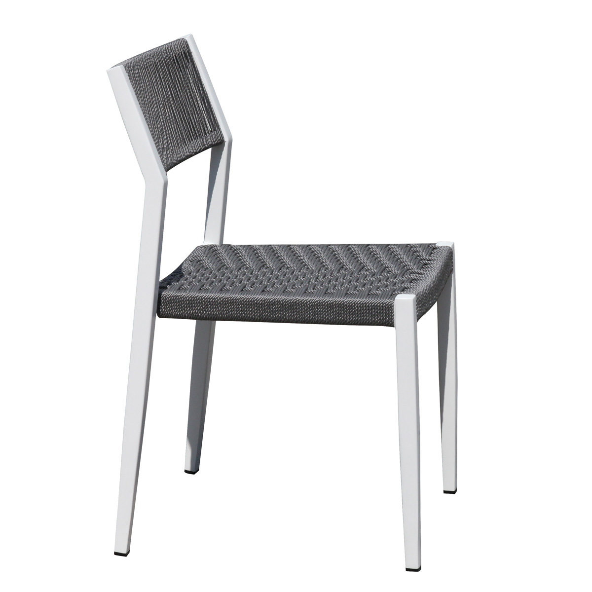 Grasekamp Stapelstuhl-Set Sol 4 teilig aus Aluminium - Weiß/Grau