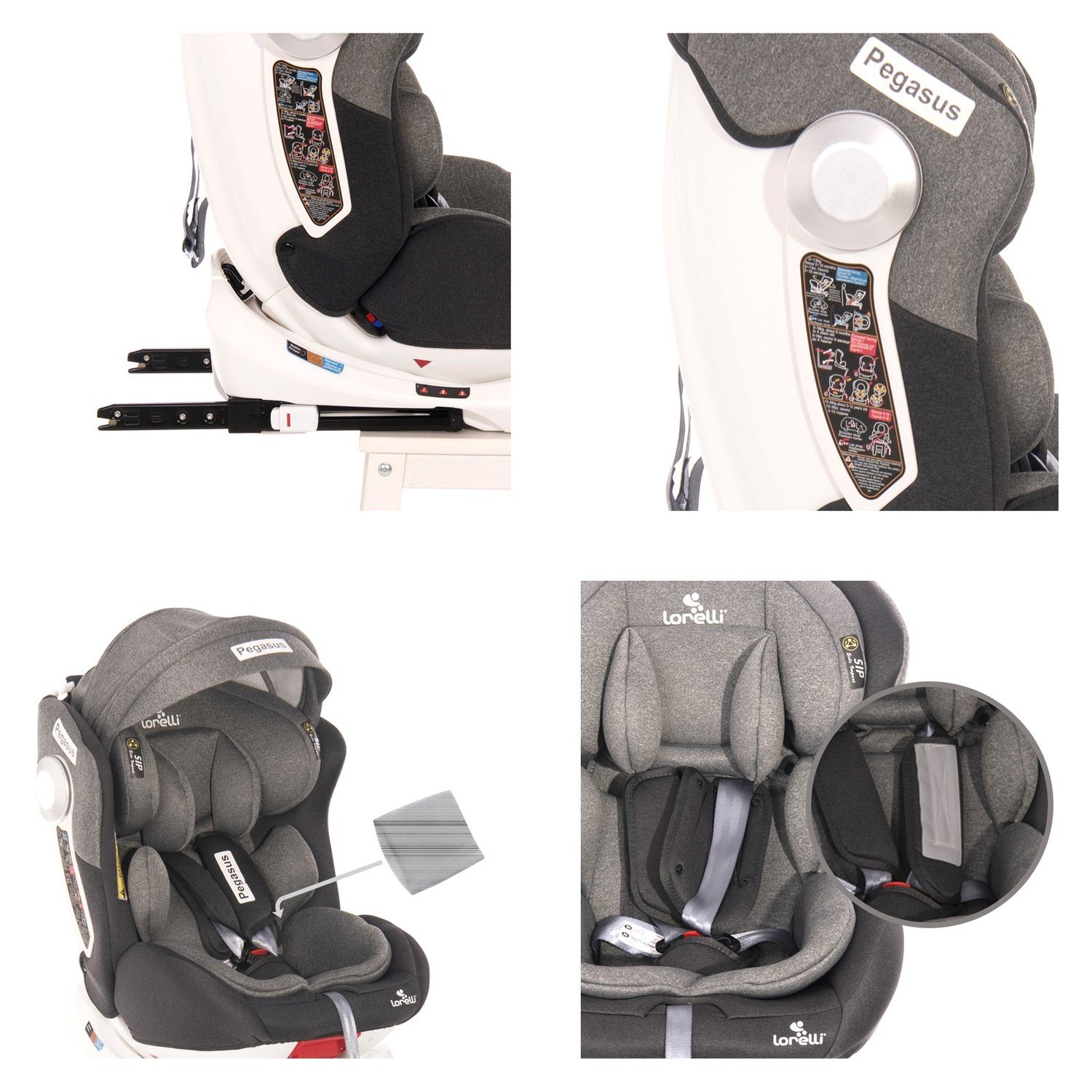 Lorelli Autokindersitz Kindersitz Pegasus Gruppe 0+/1/2/3, bis: 36 kg, (0-36 kg) Isofix verstellbar, Kissen