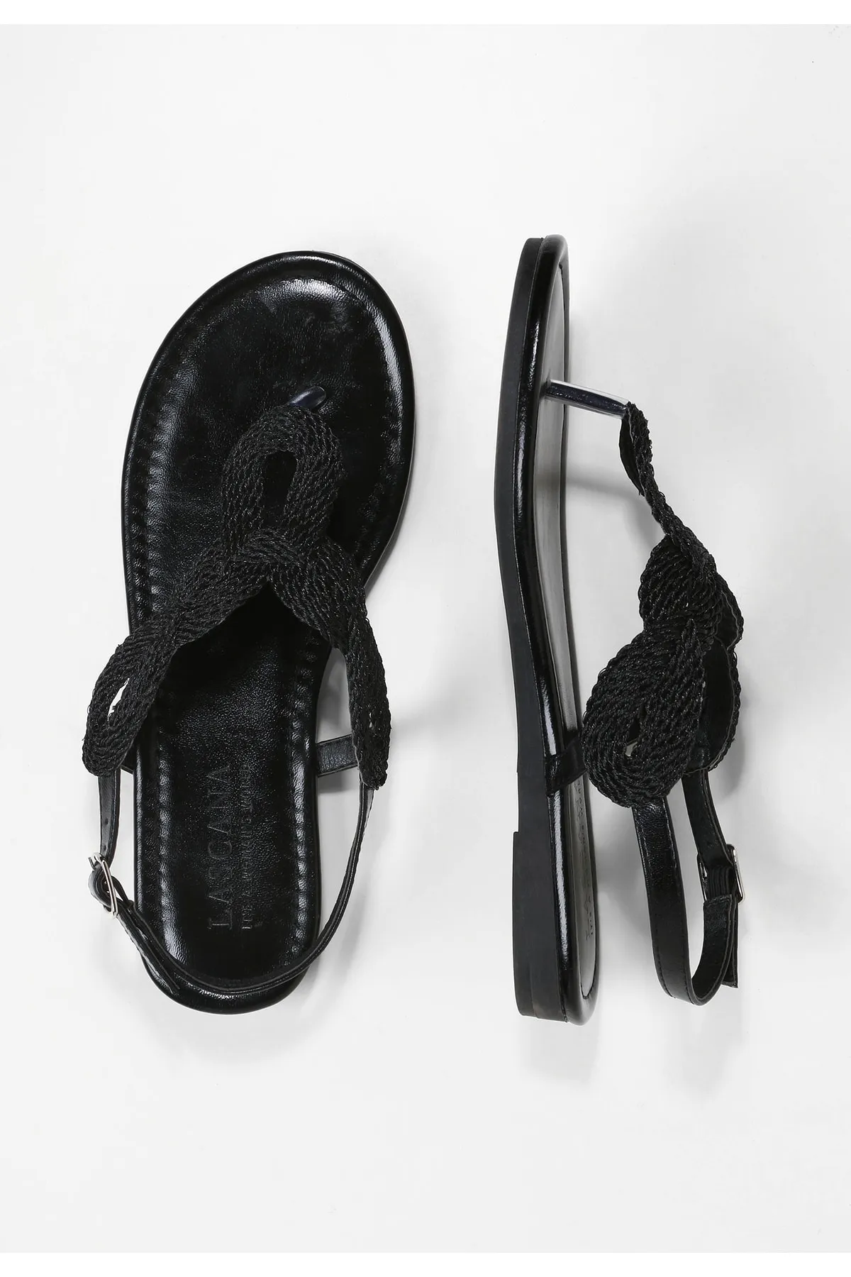 LASCANA  Sandalette - Schwarz - Flacher Absatz