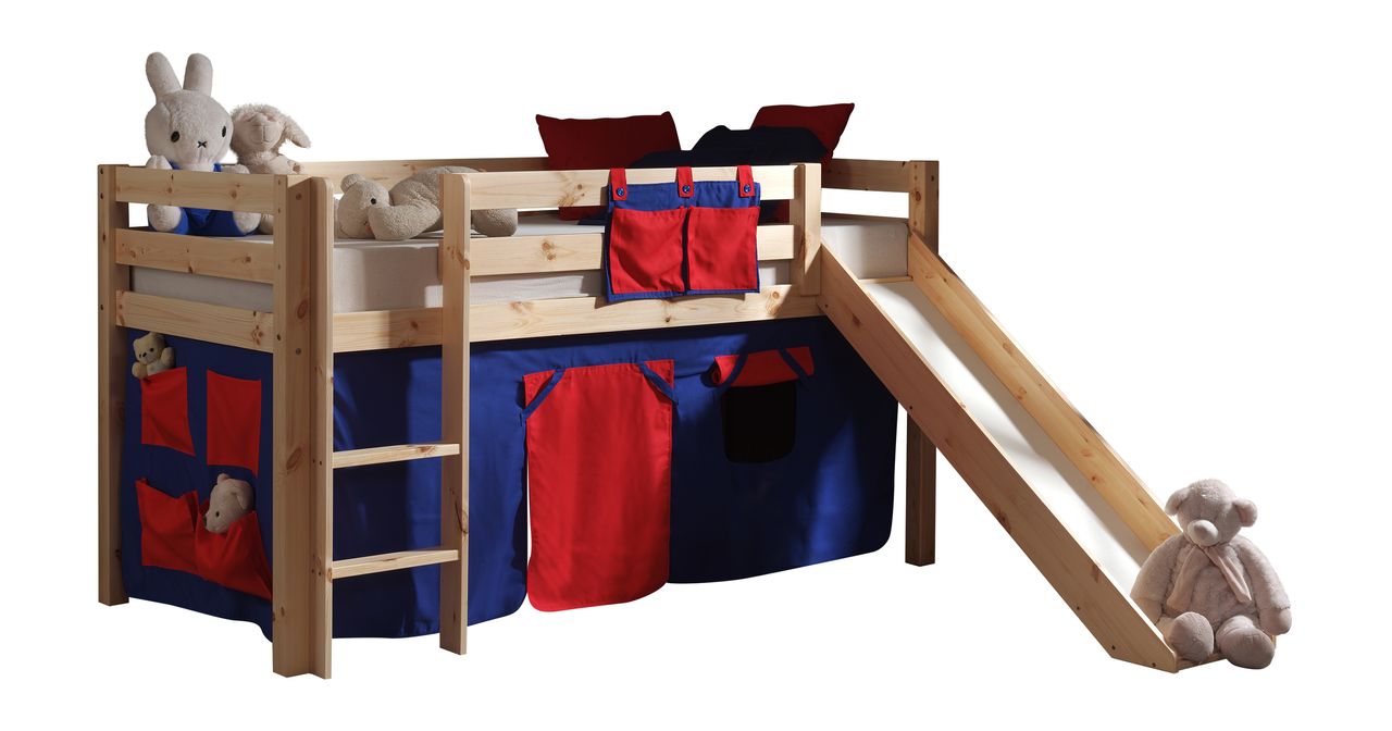 VIPACK Spielbett Pino mit Rutsche und Textilset 