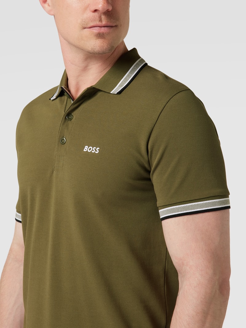 Regular Fit Poloshirt mit Label-Stitching Modell 'Paddy' in grün