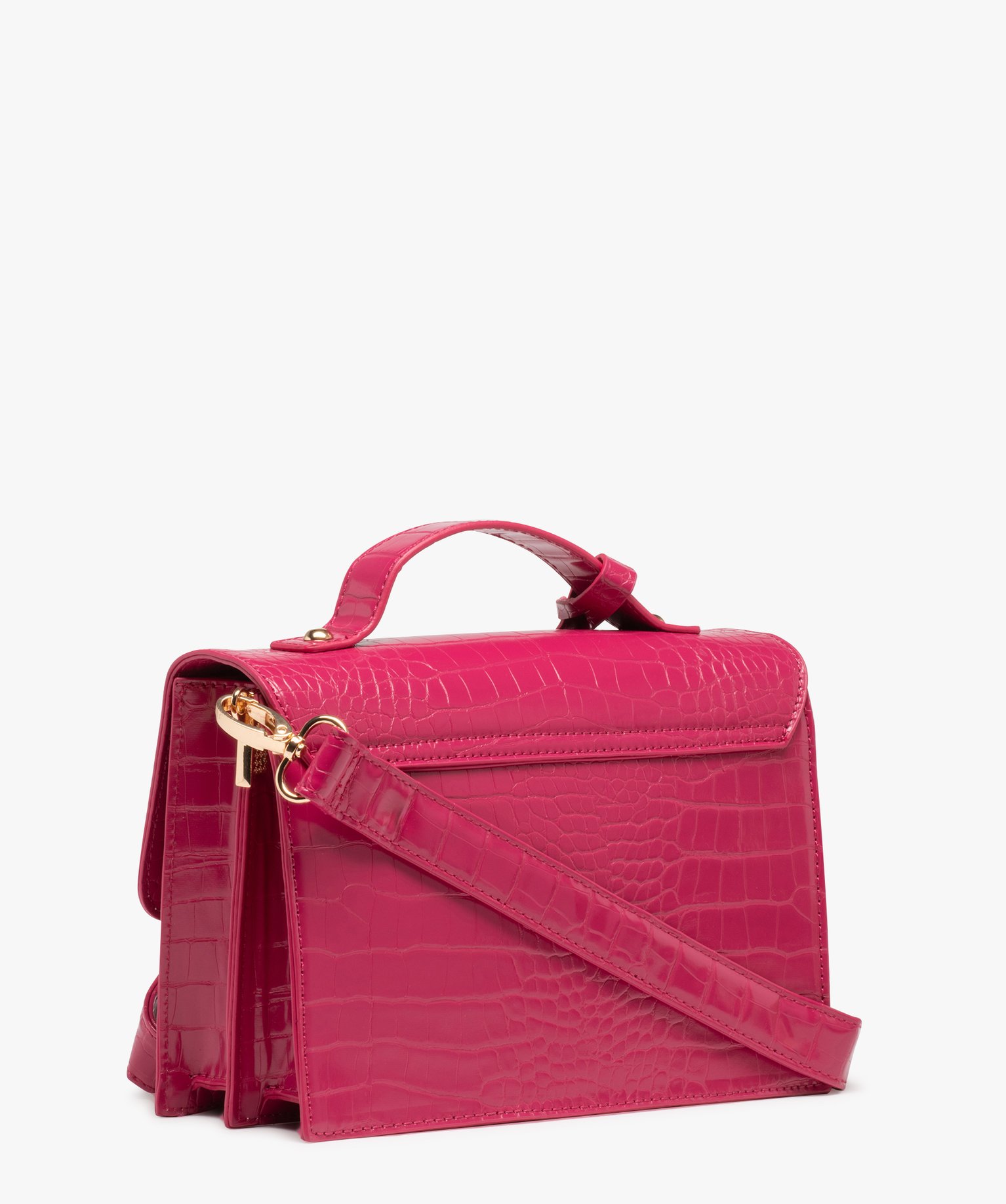 Sac à main verni motif animal en relief à bandoulière amo... rose | GEMO