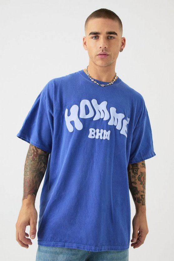 Oversize T-Shirt mit Homme Print