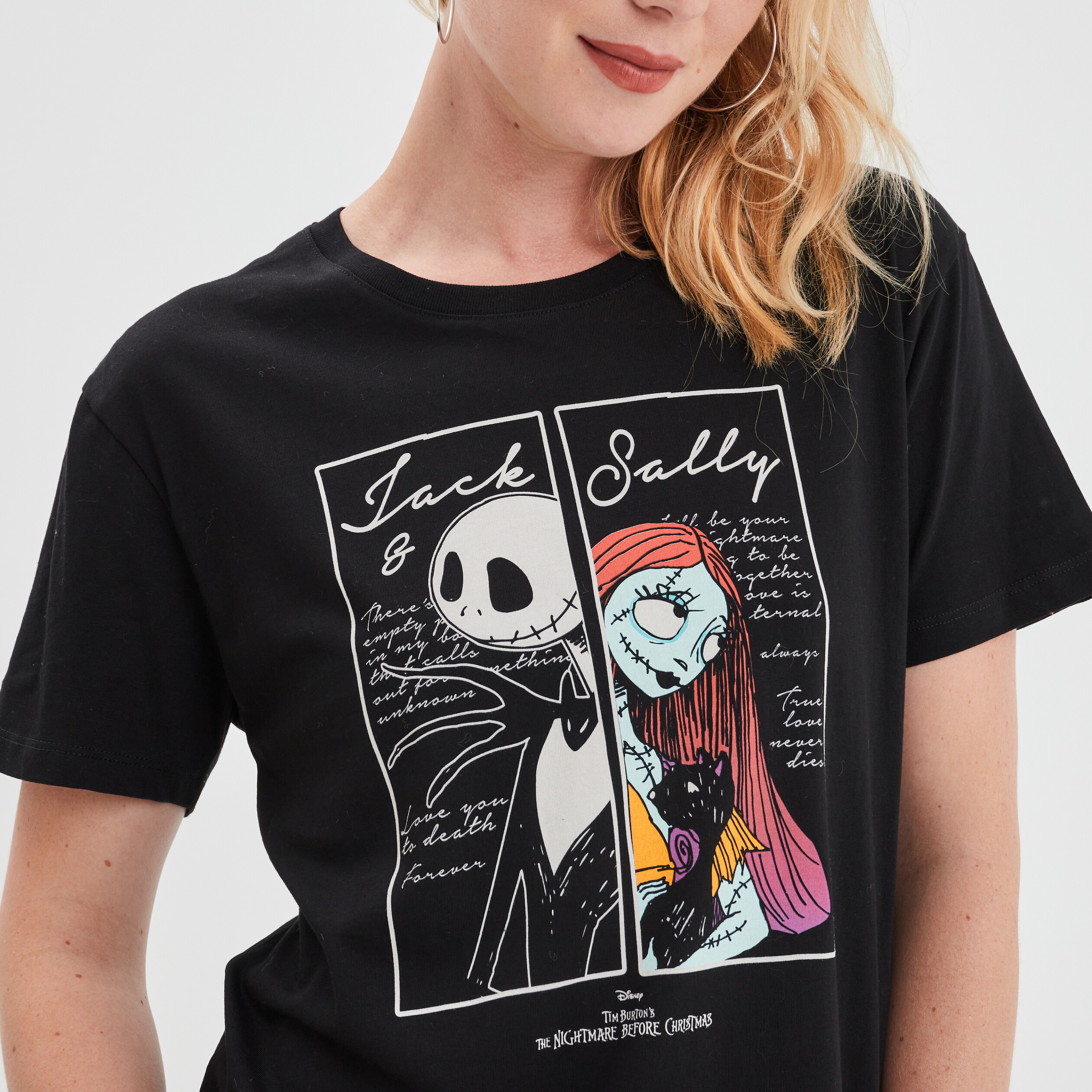 T-shirt Étrange noël Monsieur Jack Sally noir femme | La Halle