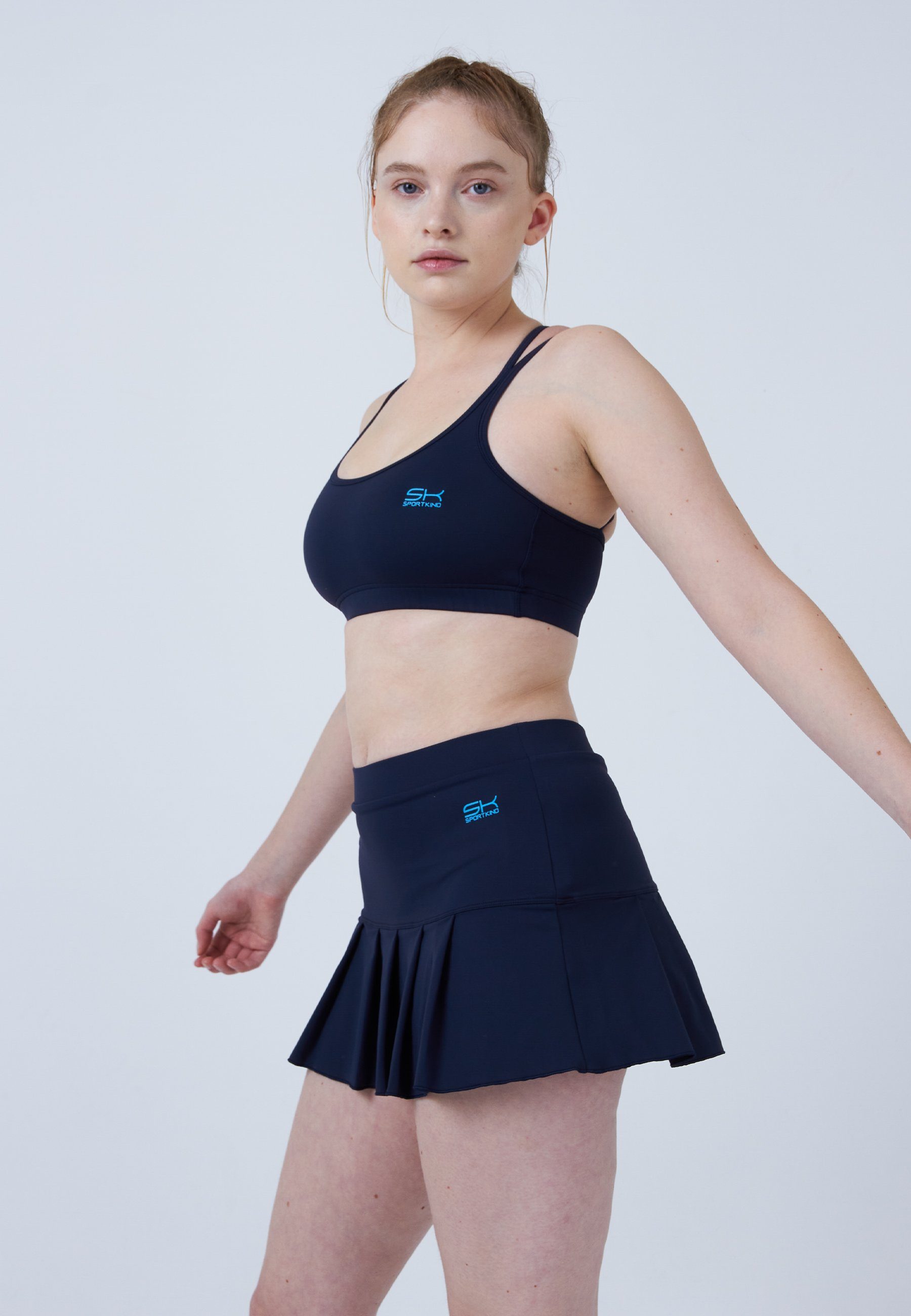 SPORTKIND Tennisrock Falten Tennis Skort Mädchen & Damen navy blau
