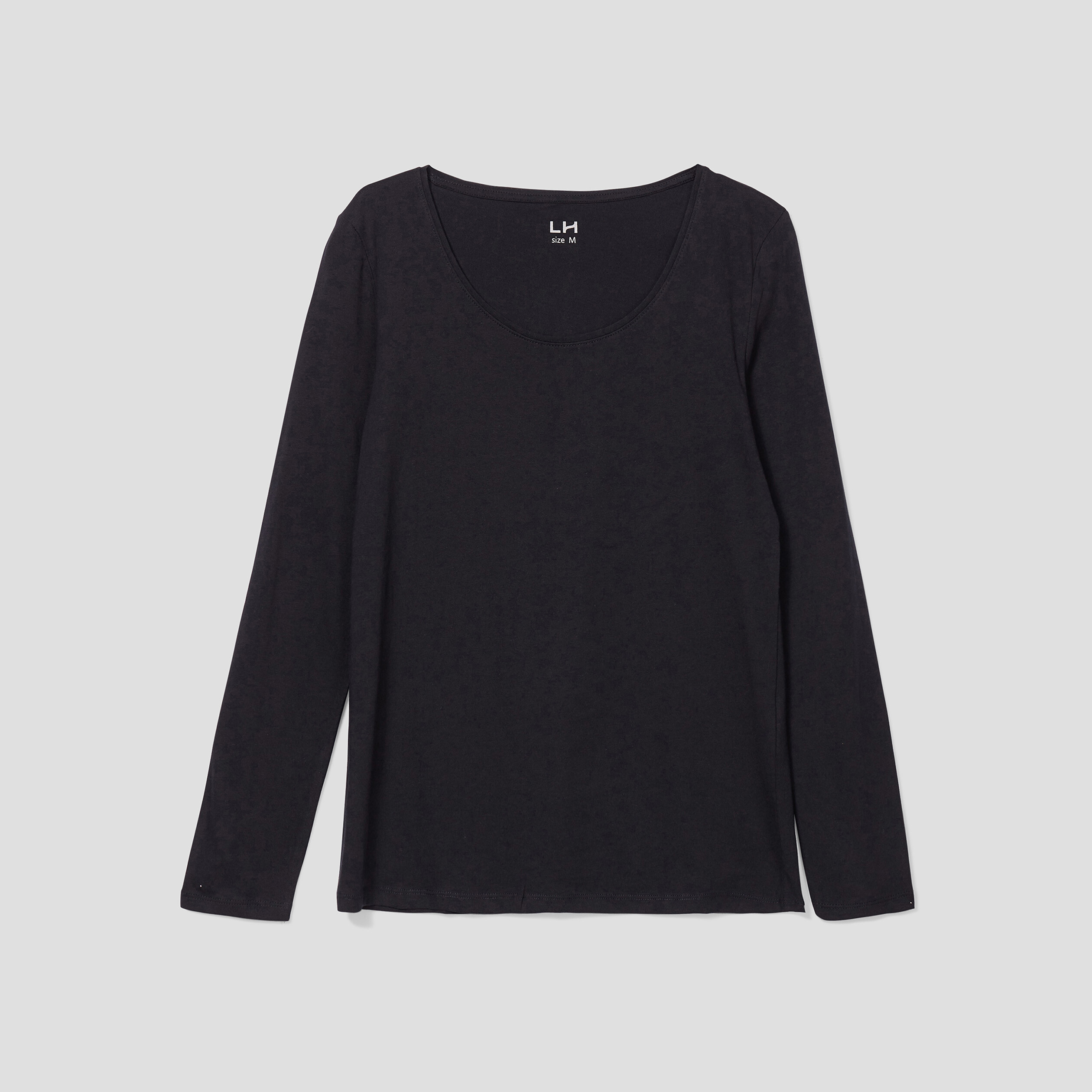 T-shirt coton manches longues noir femme | La Halle
