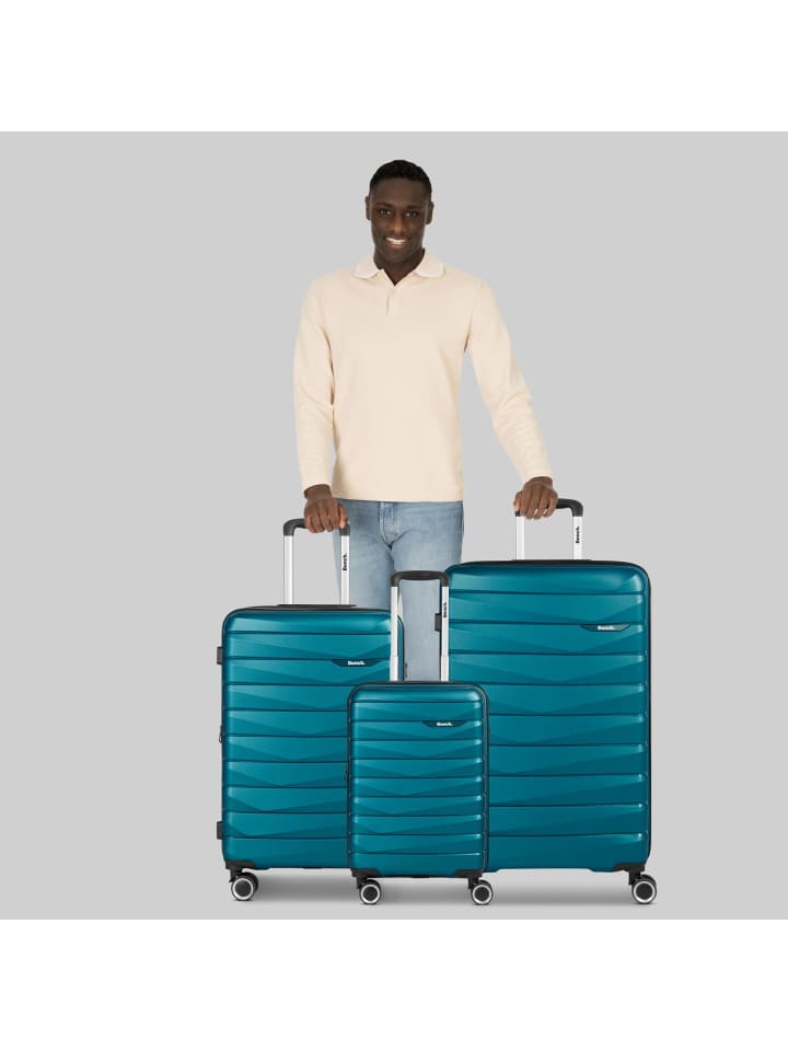 Bench Paris 4 Rollen Kofferset 3-teilig mit Dehnfalte in arctic-petrol günstig kaufen onesize