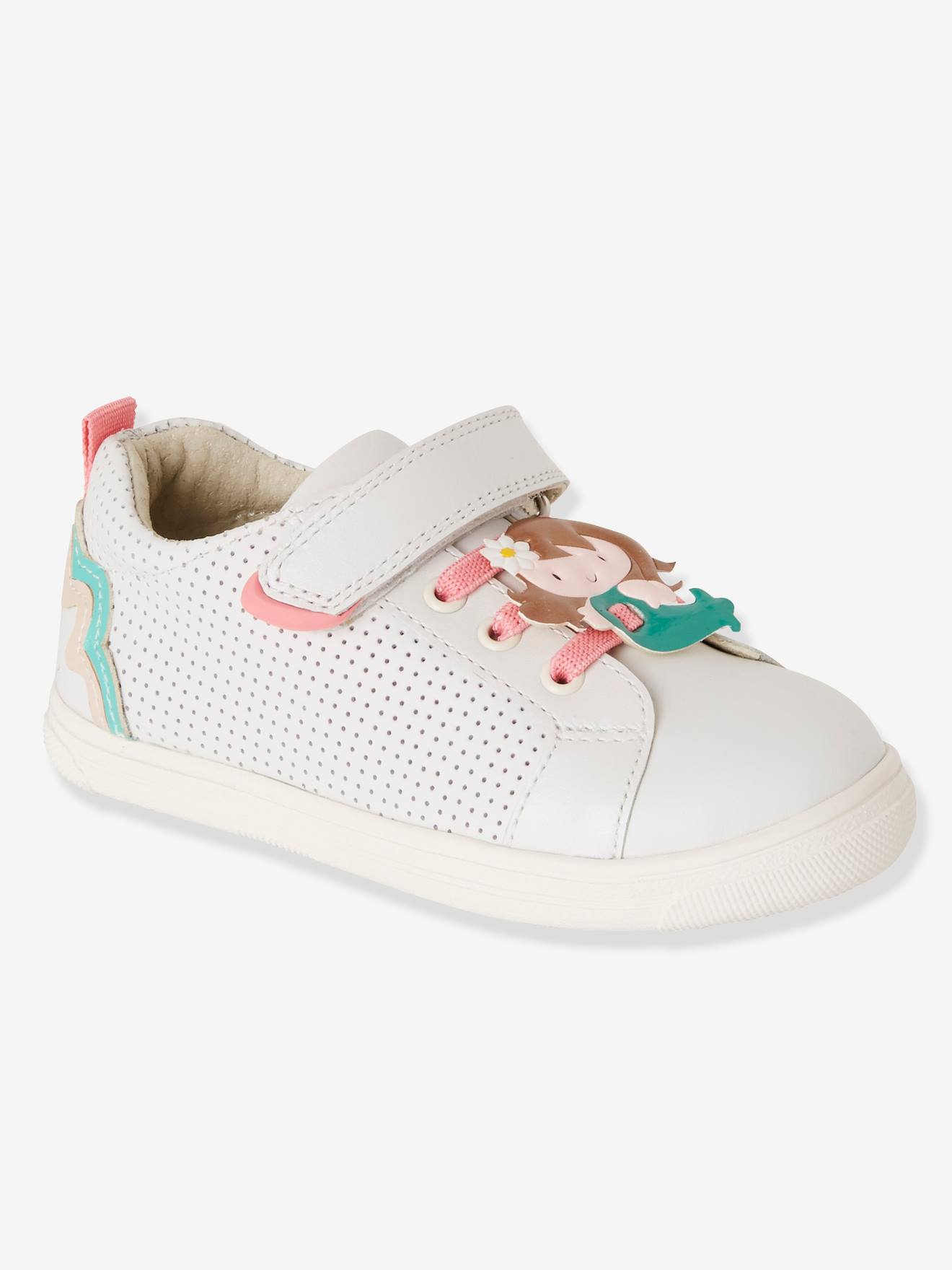 Tennis en cuir fille collection maternelle blanc