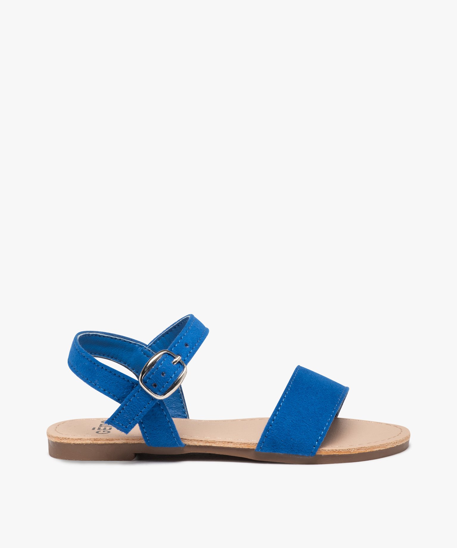 Sandales fille à brides en suédine unie bleu | GEMO