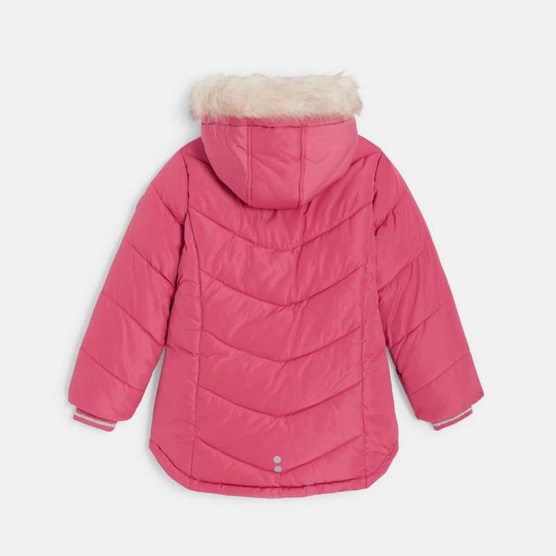 Parka doudoune épaisse à capuche rose fille