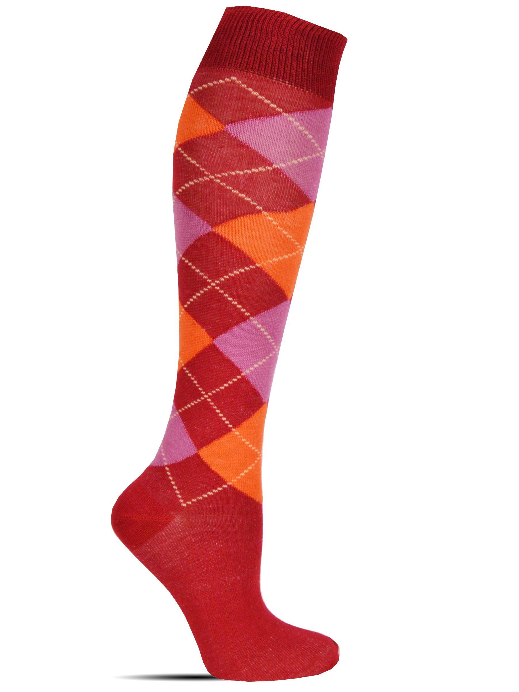 Socked Kniestrümpfe Damen Kniestrümpfe, Baumwolle (6-Paar, 4 verschiedene Farben) Baumwolle, lange Socken,Strümpfe, guter Halt, kniehoch, Uni / Karo