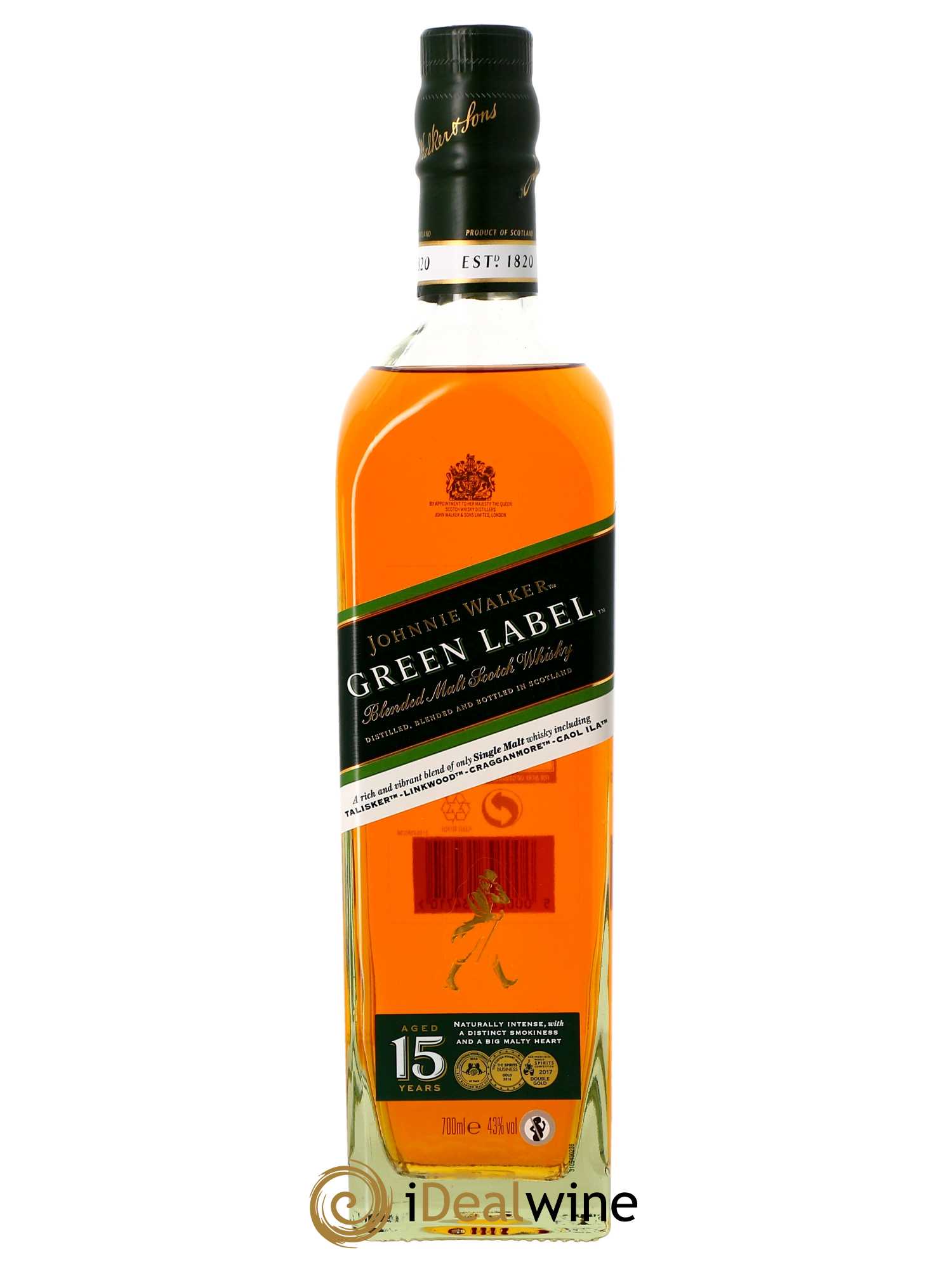 Whisky Johnnie Walker Green Label 15 ans   - Lot de 1 Bouteille
