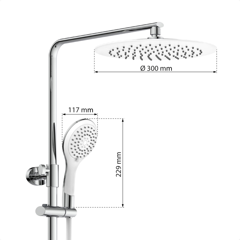 Eisl Duschset GRANDE VITA Duschsystem mit Thermostat und Ablage, Chrom/Weiß