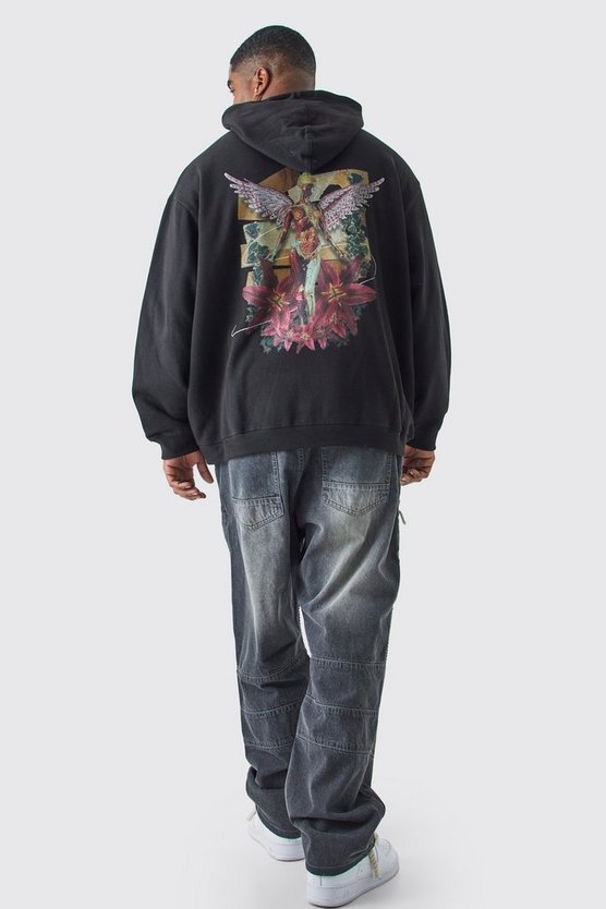 Plus zerrissene Bikerjeans mit geradem Bein