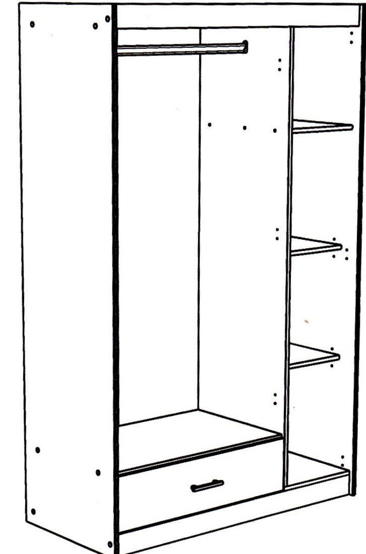 Parisot Jugendzimmer-Set Charly, (Komplett-Set 4-teilig, mit Stauraumbett 90x200 cm und Kleiderschrank 3-türig)