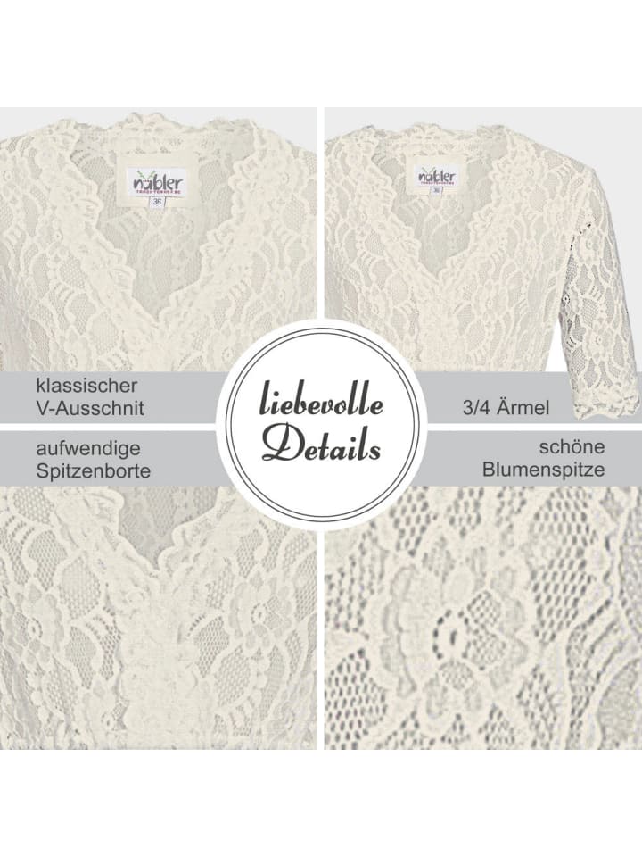 Nübler Dirndlbluse 3/4 Arm Laura in Creme günstig kaufen