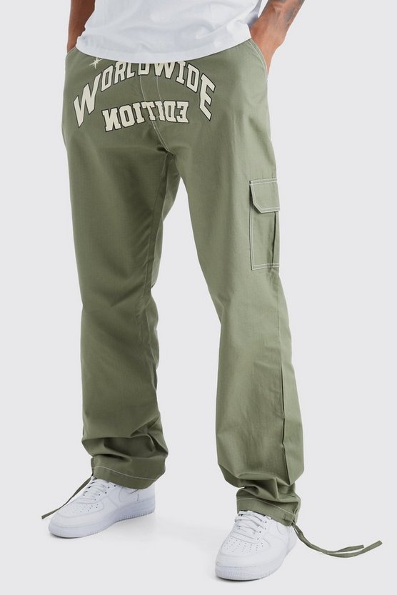 Tall lockere Ripstop Cargo-Hose mit Worldwide-Print