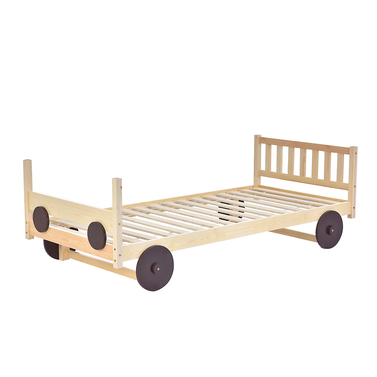 Autobett Kinderbett mit MDF-Rädern, abnehmbarer Rahmen, Rahmen aus Kiefer