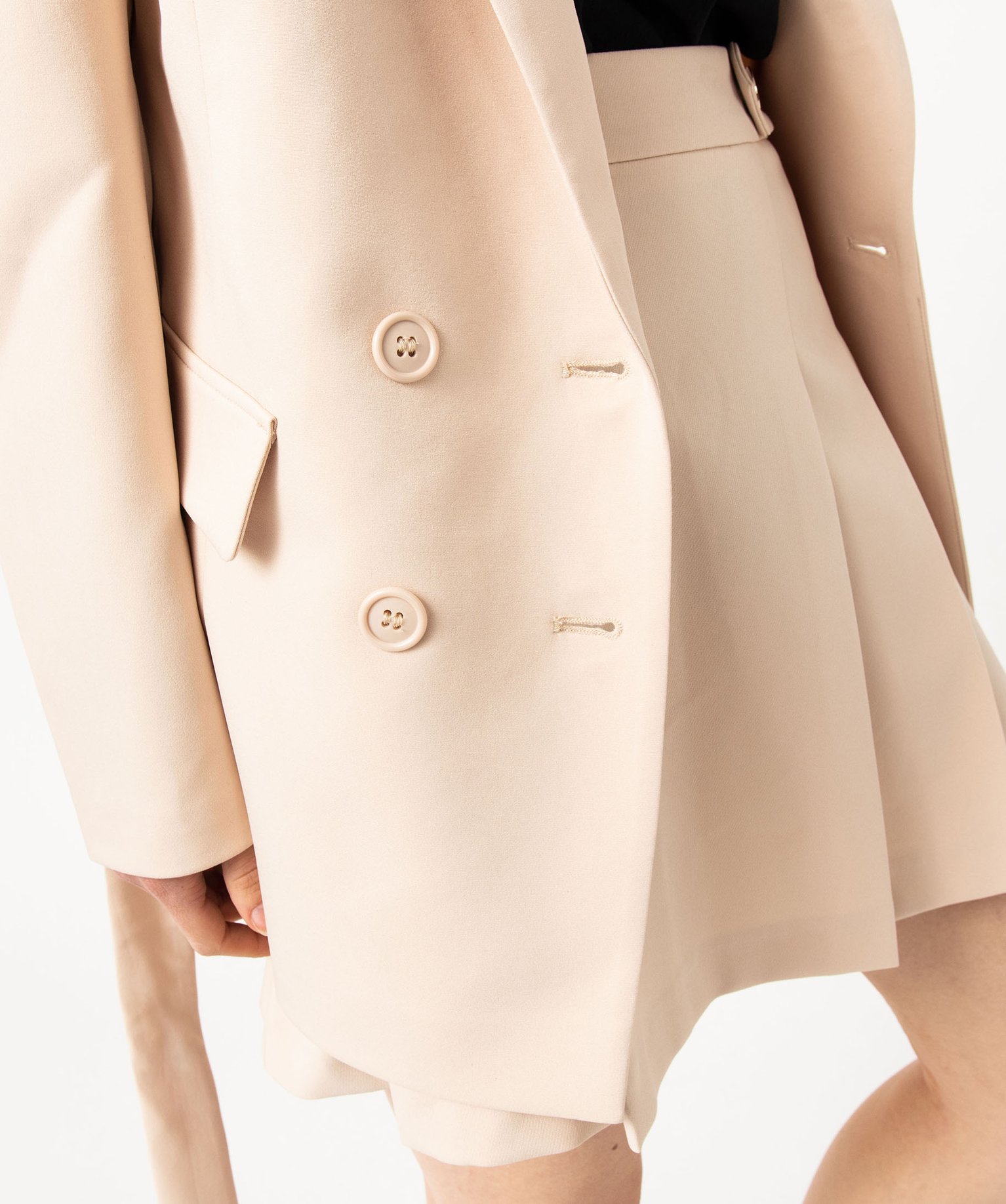 Veste blazer longue fermeture croisée avec ceinture femme beige | GEMO