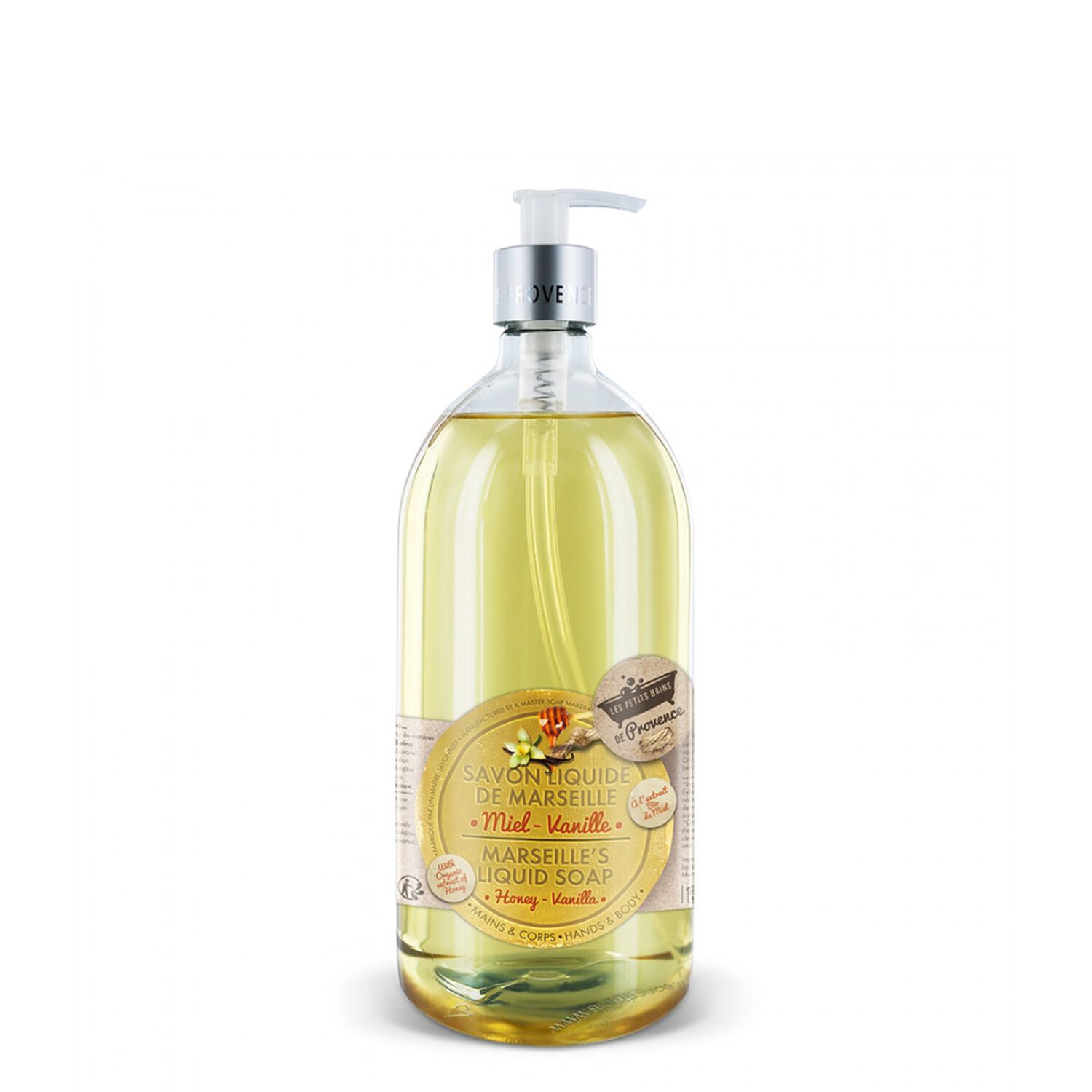 Les Petits Bains de Provence Savon Liquide de Marseille Parfum Miel-Vanille