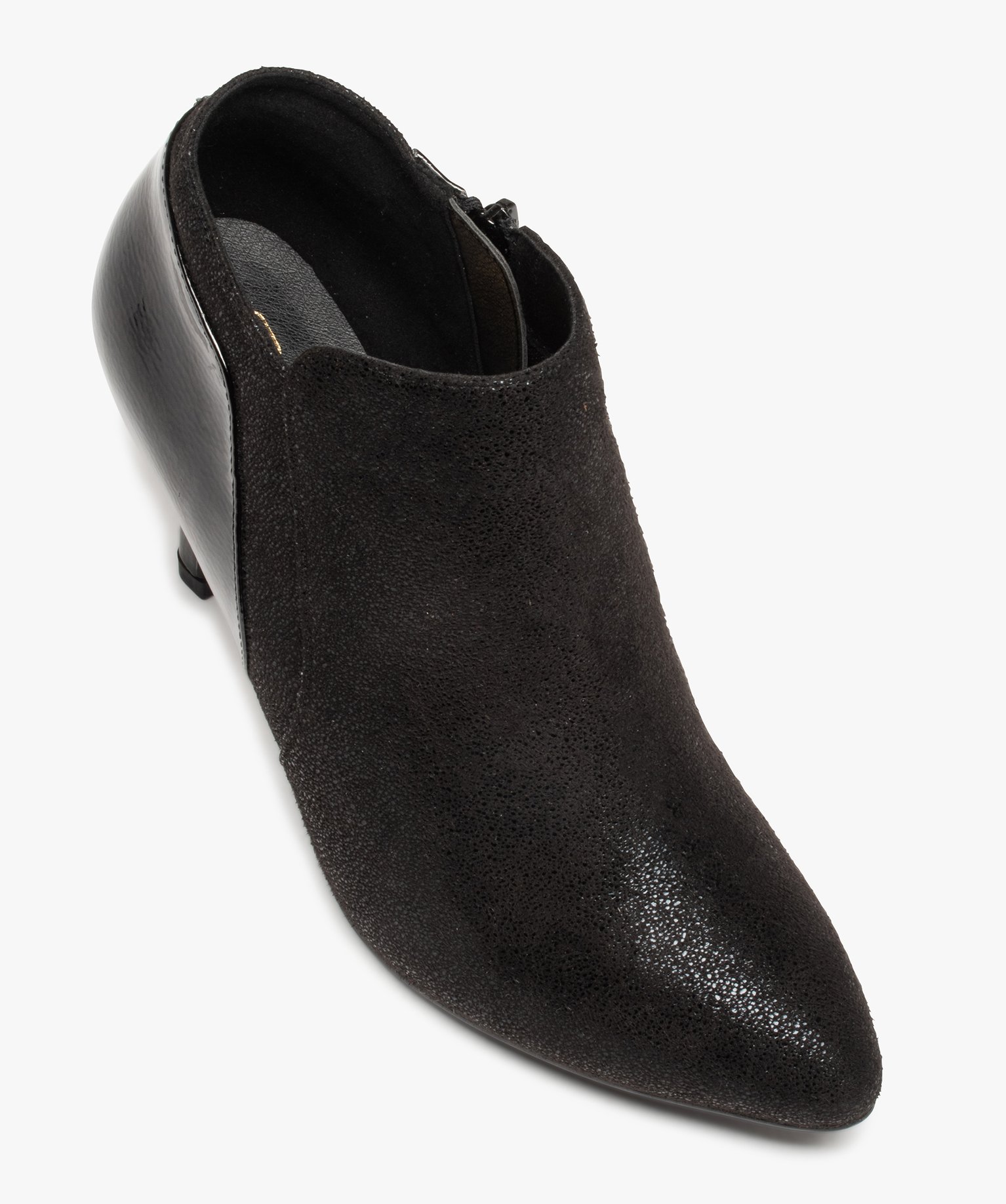 Low-boots femme unies à talon aiguille et bout pointu noir | GEMO