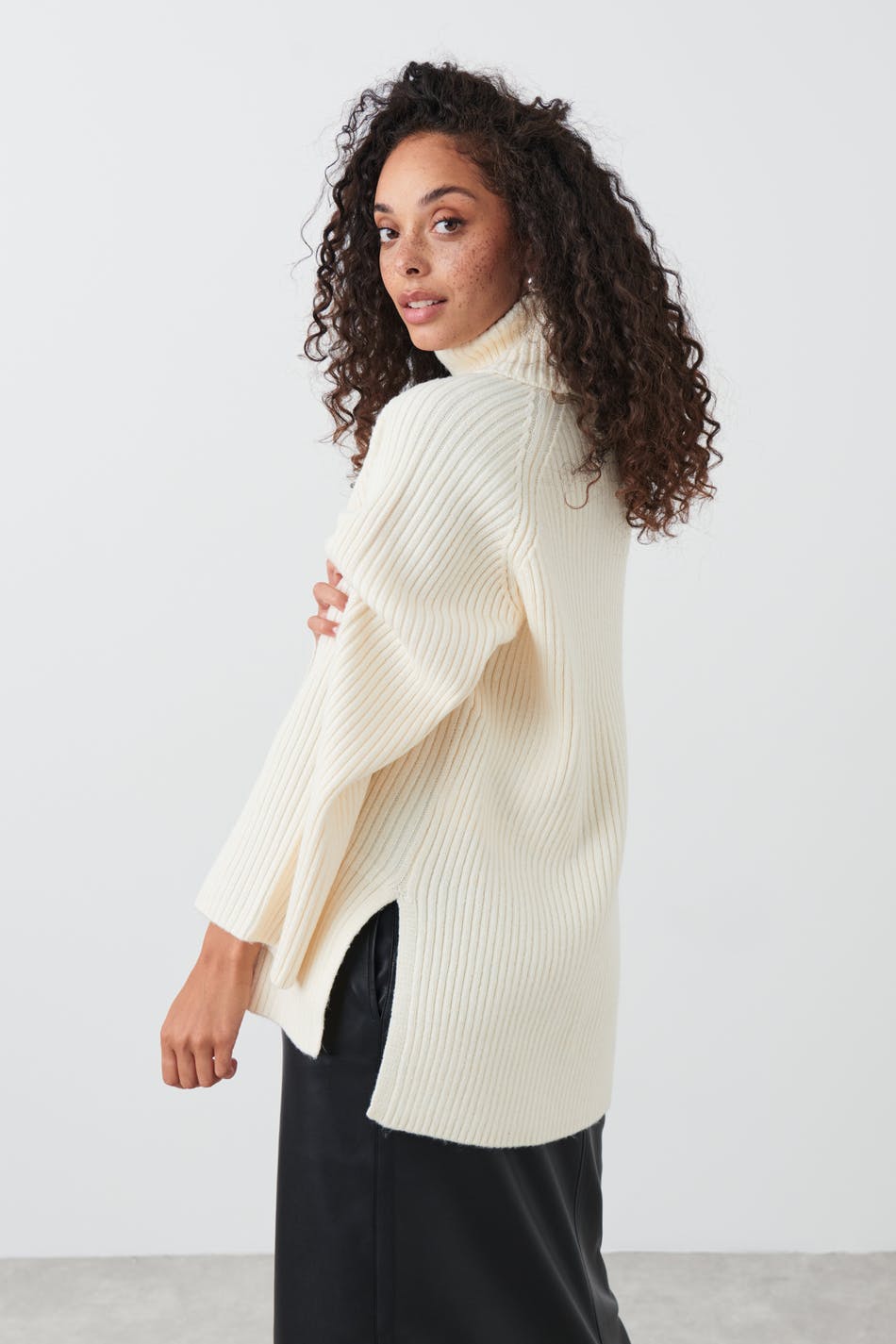 Roll-neck knitted sweater