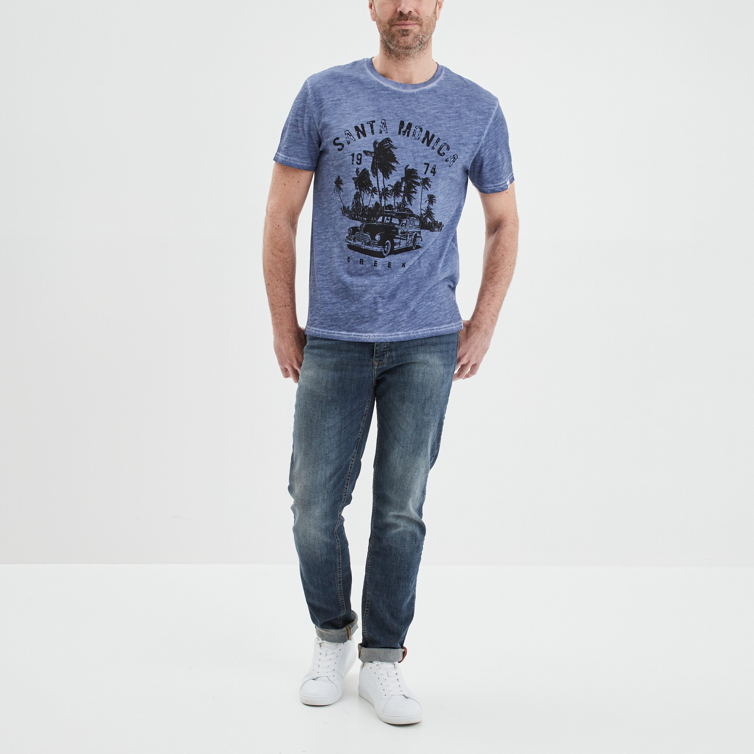 Jeans straight taille standard denim double stone homme | La Halle