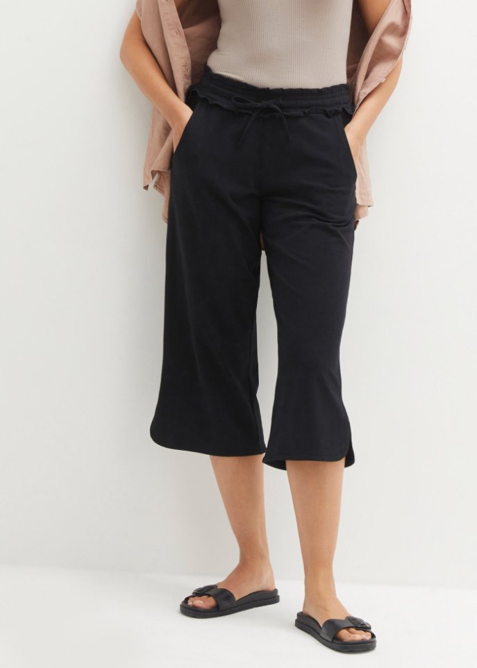 Weite Jersey-Culotte, 3/4-Länge mit Bequembund