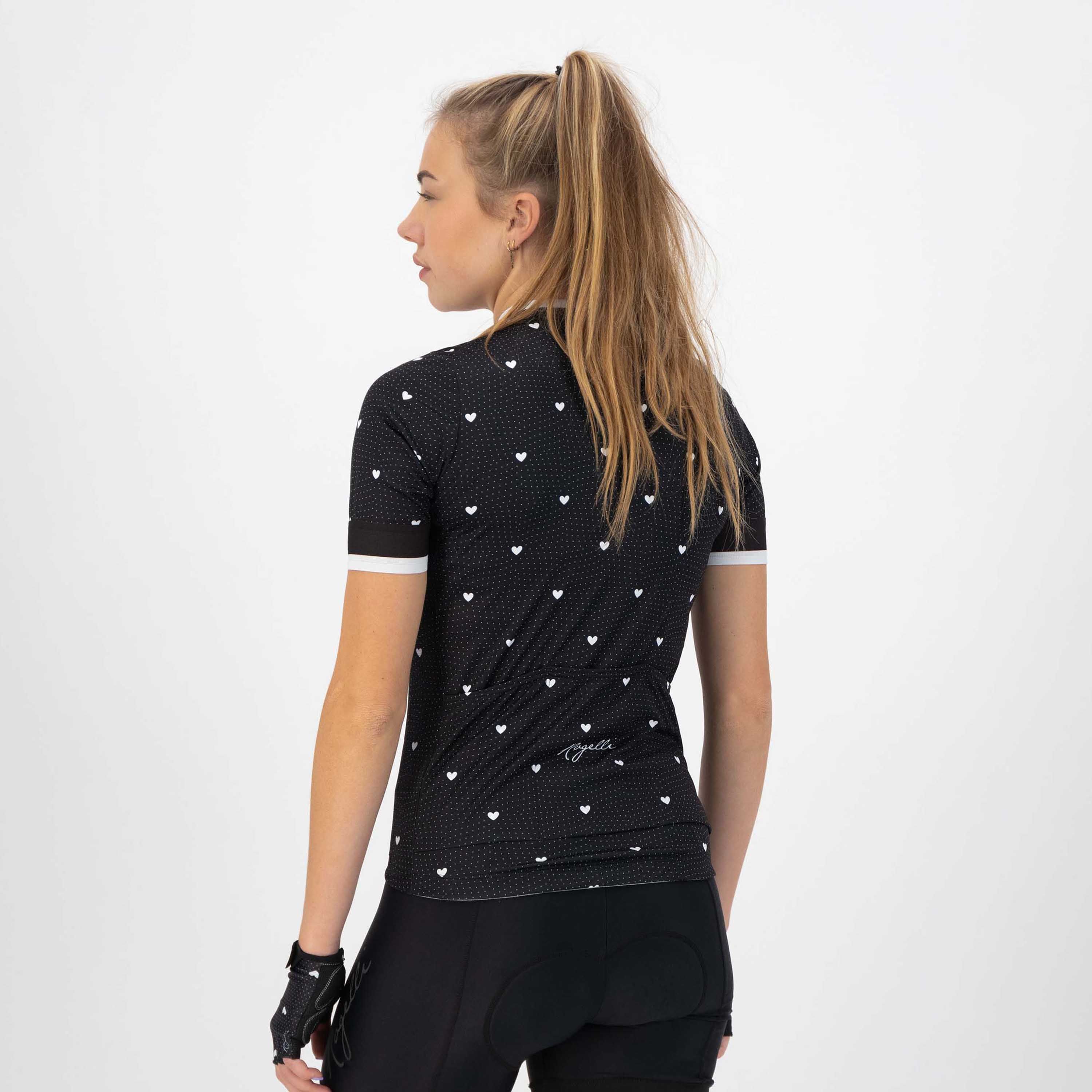 Rogelli Hearts Schwarz/Weiß Damen Radtrikot Kurzarm