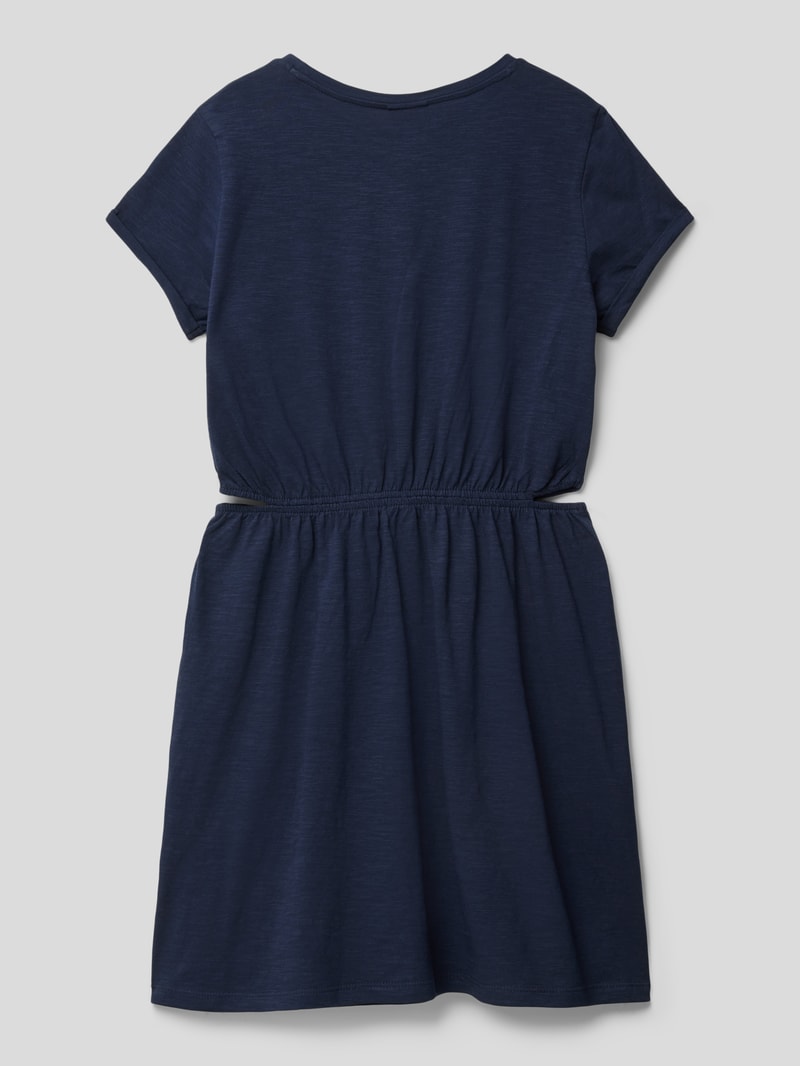 Kleid mit Motiv-Prints und Cut Outs in marineblau