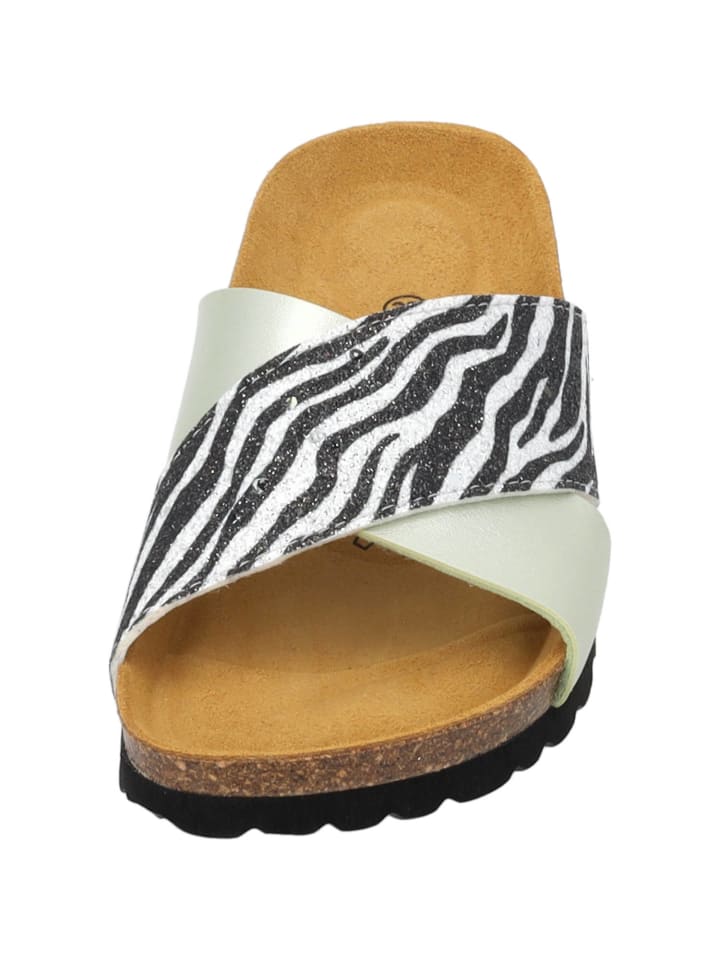 palado Pantoletten in grün zebra glitzer günstig kaufen