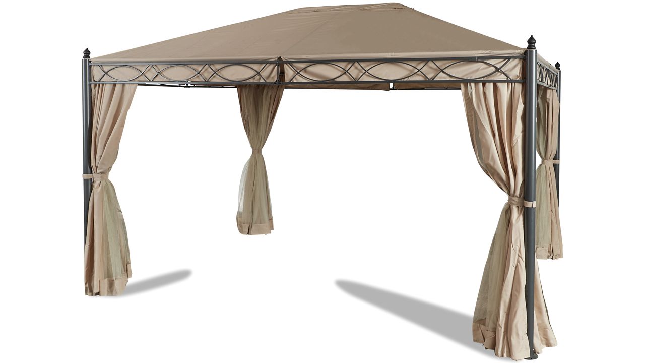 Grasekamp Garten-Pavillon ROM 3x4m mit 2 Seitenteil Sets geschlossen und mit Moskito Netz Party-Zelt Terrassen-Dach