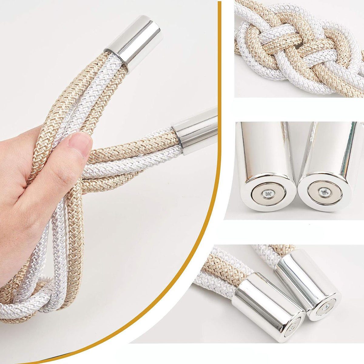 Raffhalter 4 Stück Starke Magnetische Raffhalter Vorhang-Raffhalter, CTGtree