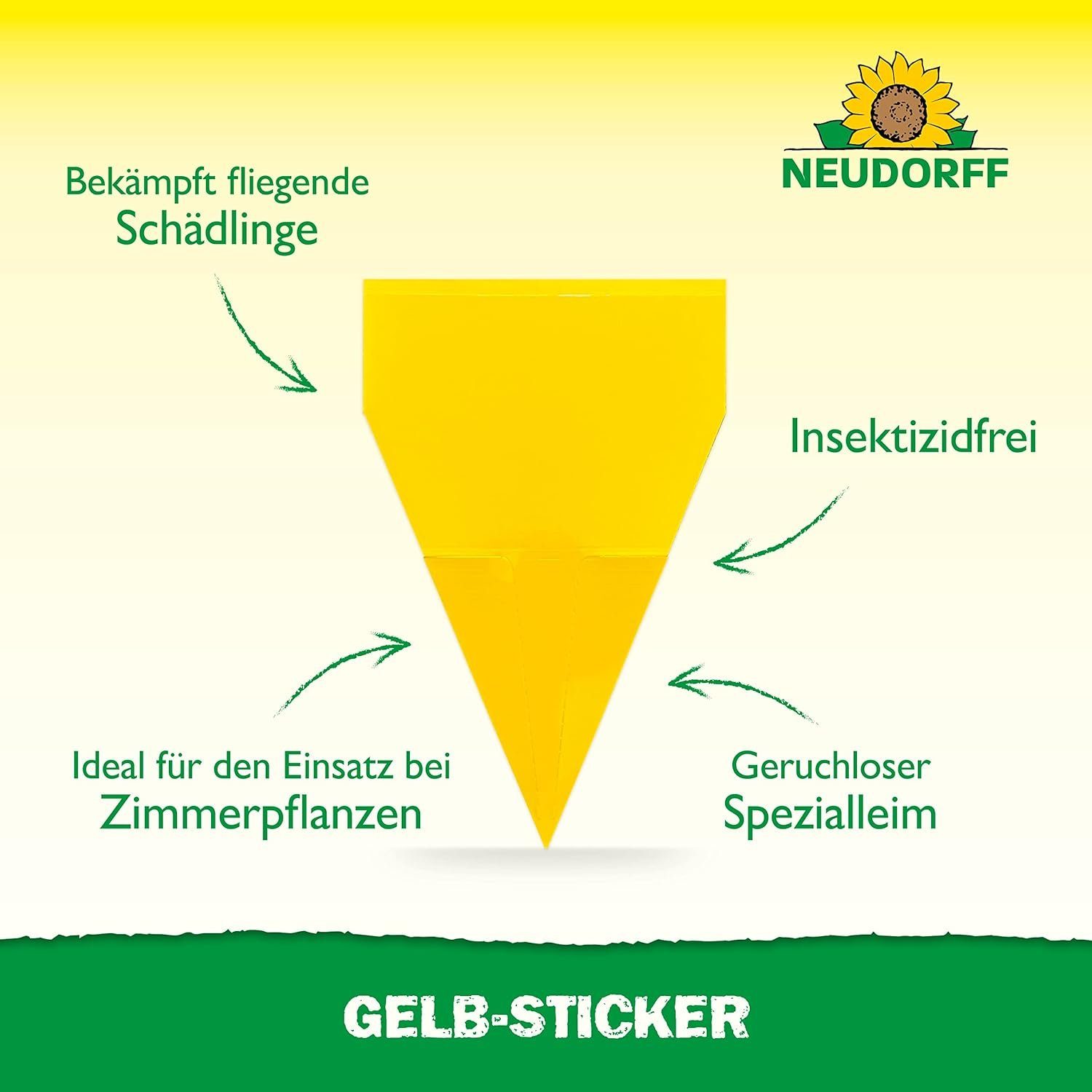 Neudorff Insektenfalle Gelb-Sticker, gegen kleine fliegende Schädlinge wie Trauermücken, insektizid frei